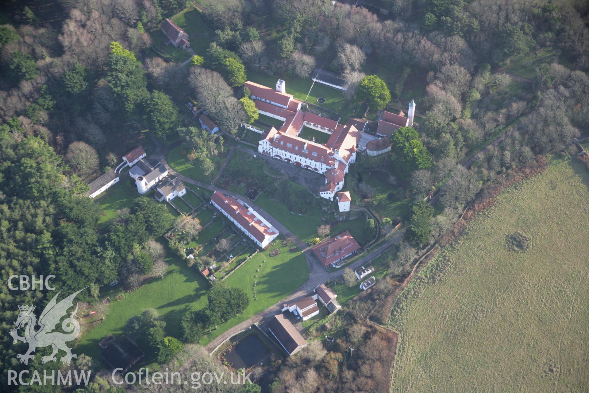 RCAHMW colour oblique aerial photograph of Caldey Monastery from the north-west. Taken on 11 January 2006 by Toby Driver.