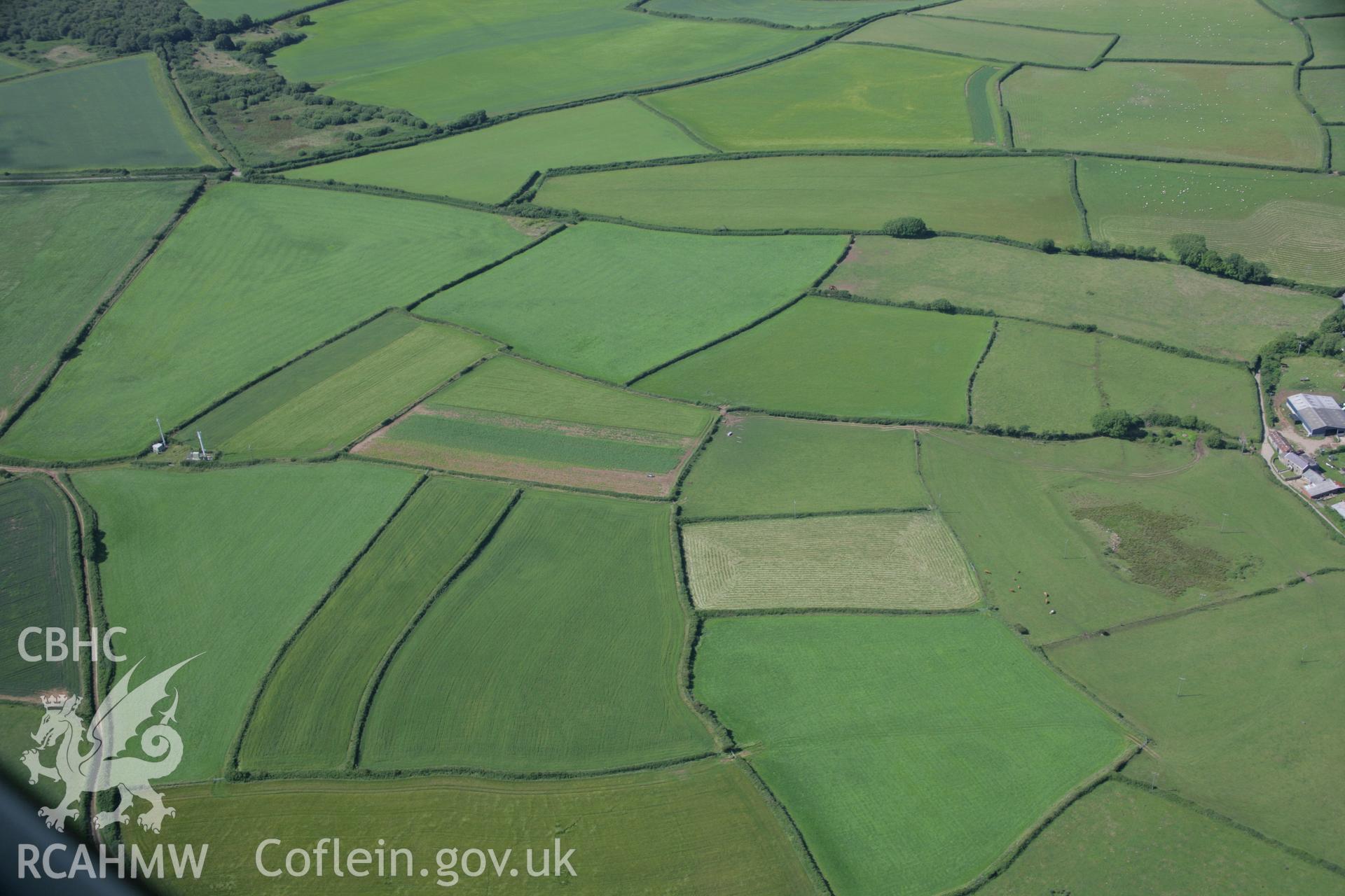 RCAHMW colour oblique aerial photograph of Norton Barrow, visible in cropmark. Taken on 11 July 2006 by Toby Driver.