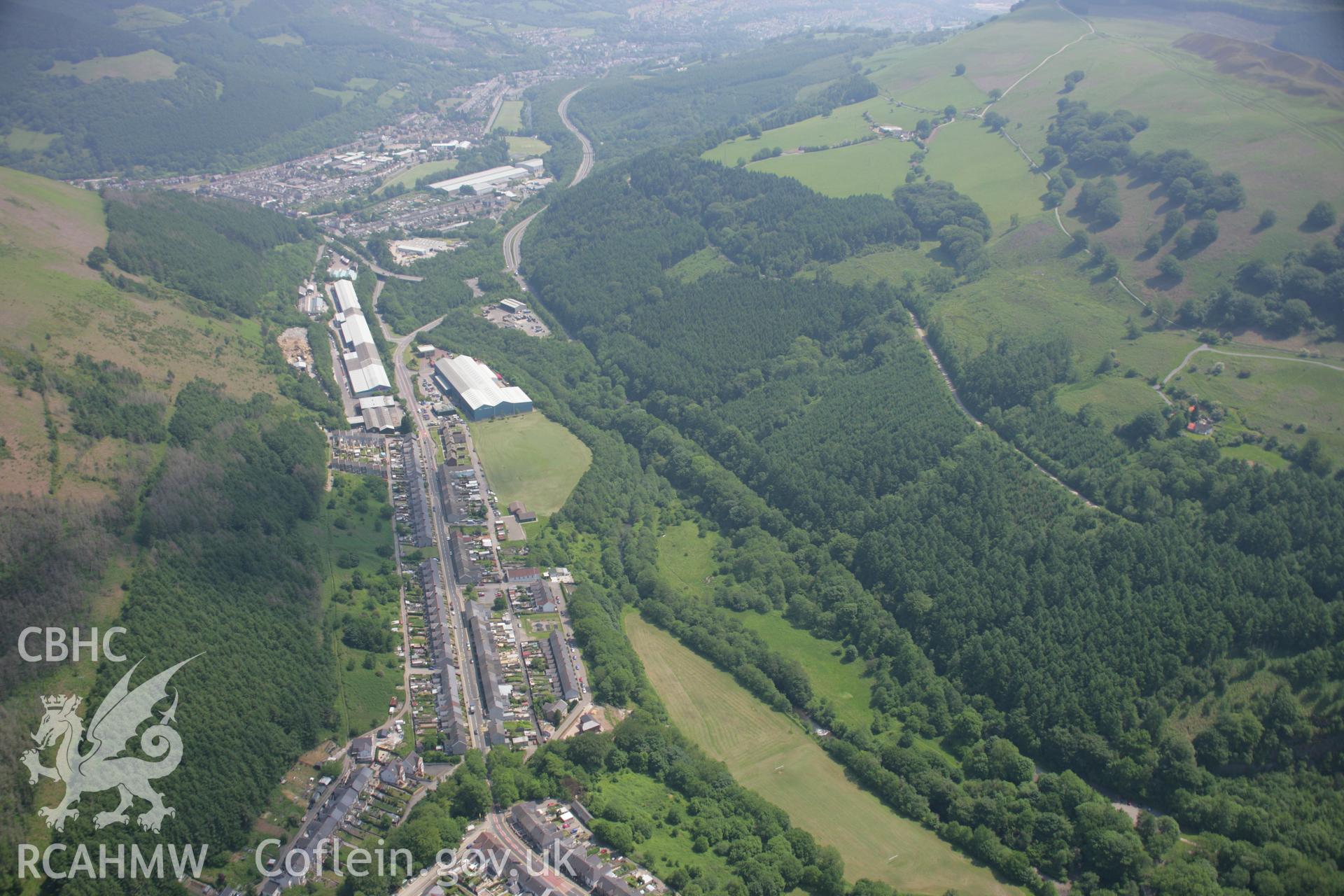RCAHMW colour oblique aerial photograph of  Wattsville, Sirhowy Valley general view from the west. Taken on 09 June 2006 by Toby Driver
