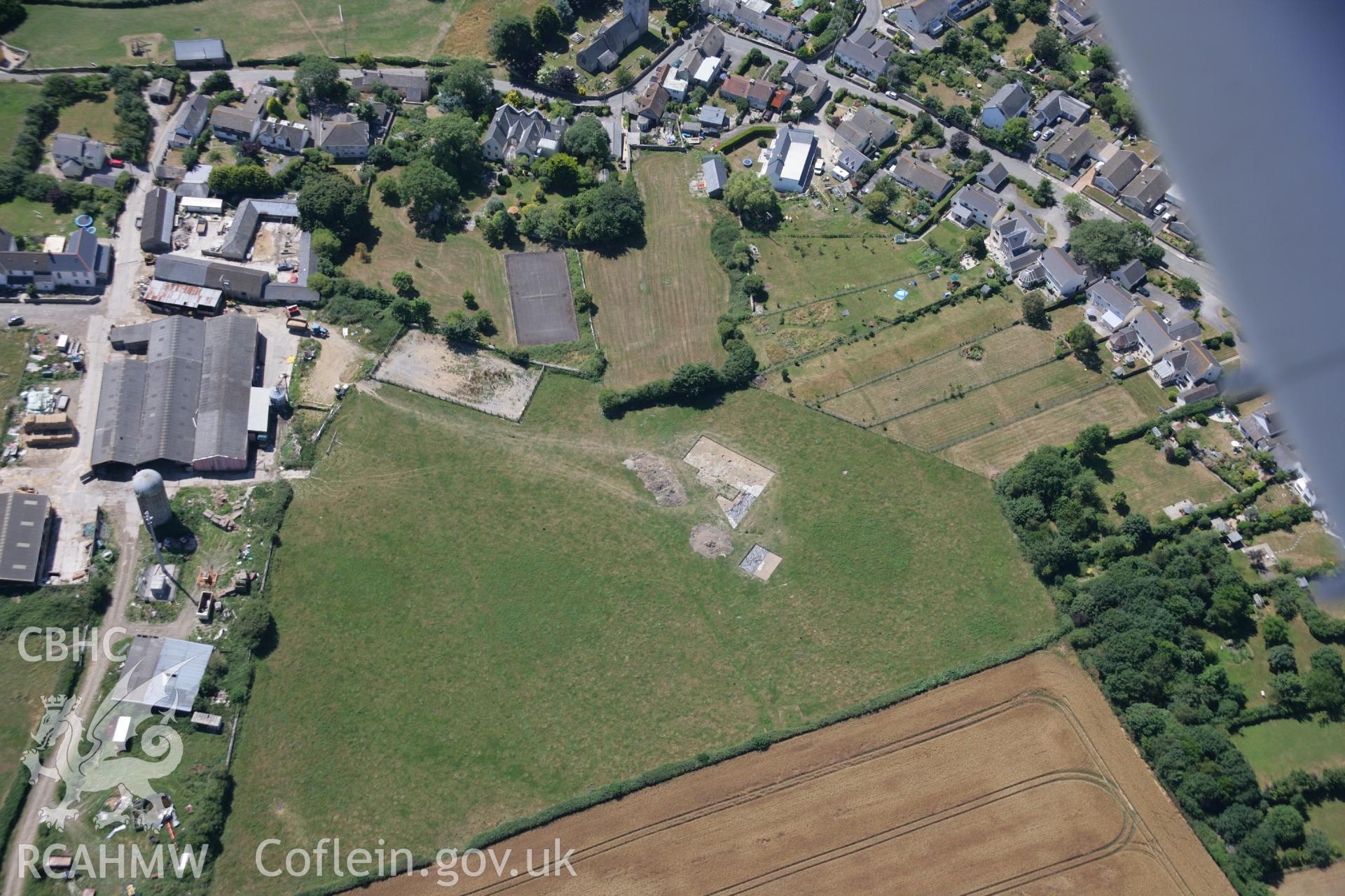 RCAHMW colour oblique aerial photograph of Llanmaes Prehistoric Settlement and Hoard Site. Taken on 24 July 2006 by Toby Driver.