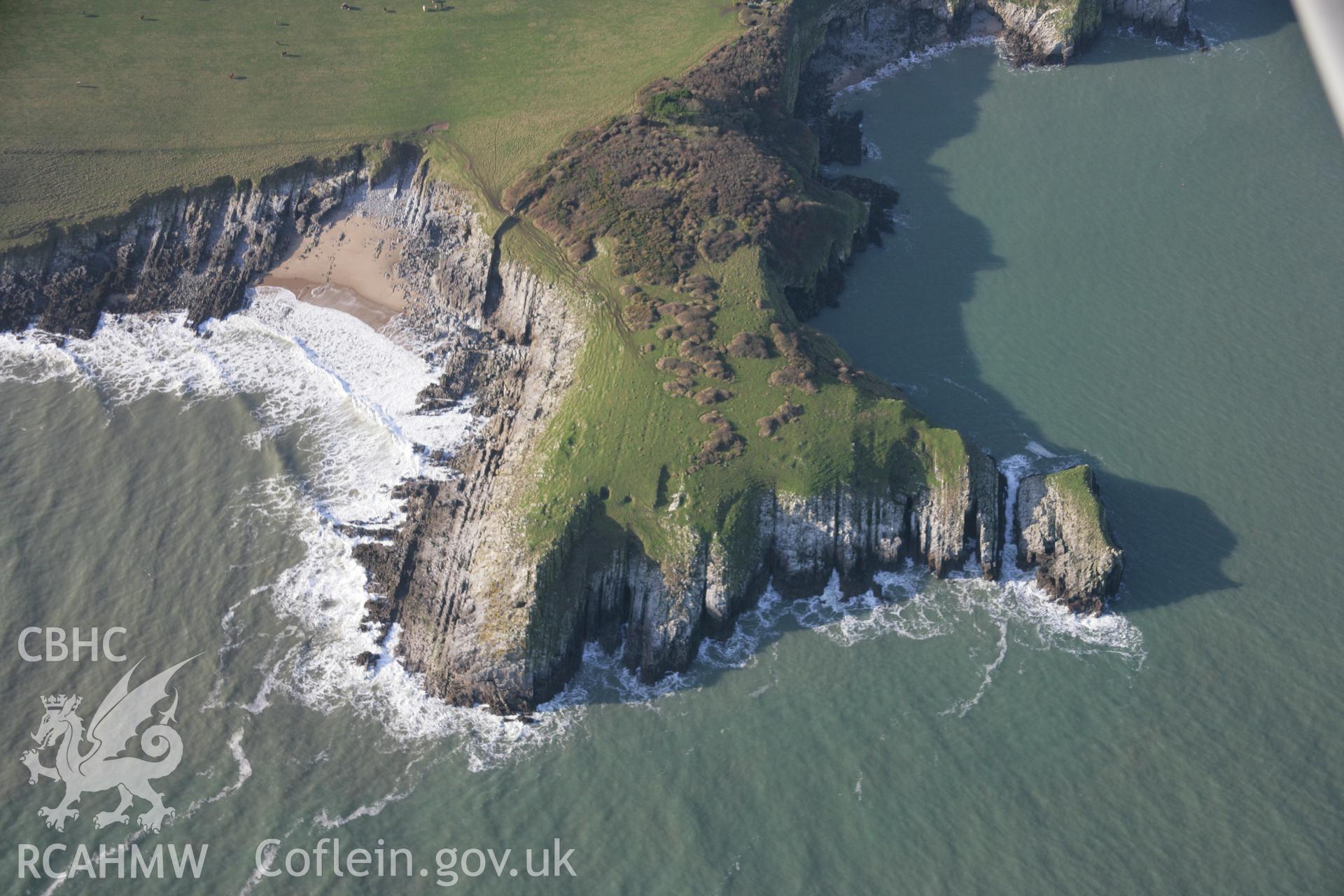 RCAHMW colour oblique aerial photograph of Daylight Rock Mesolithic Site from the east. Taken on 11 January 2006 by Toby Driver.