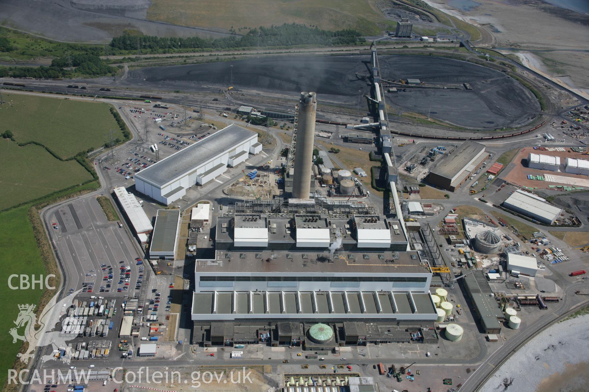 RCAHMW colour oblique aerial photograph of Aberthaw Power Station, West Aberthaw. Taken on 24 July 2006 by Toby Driver.