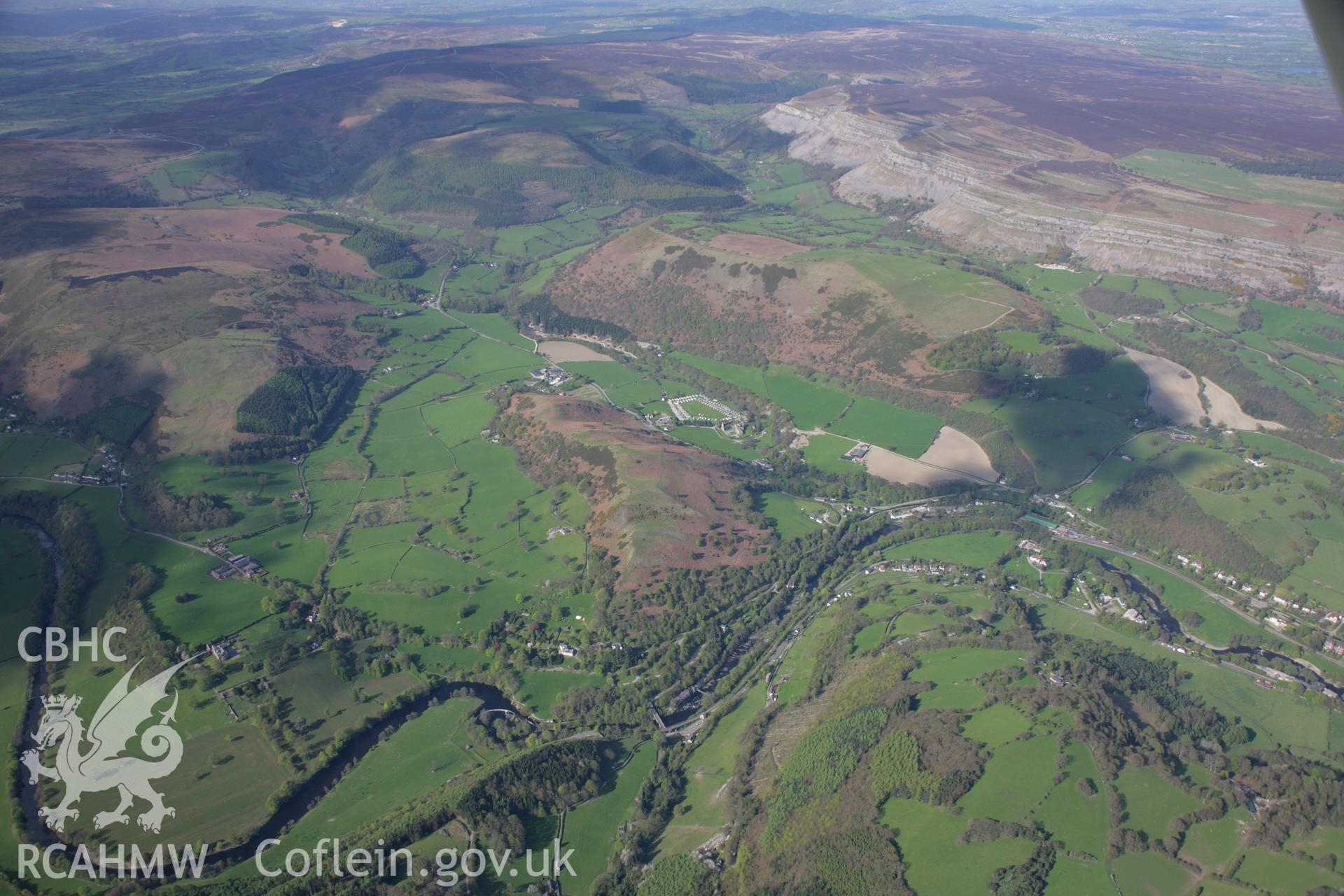 RCAHMW digital colour oblique photograph of Valle Crucis Abbey, near Llangollen, from the south. Taken on 05/05/2006 by T.G. Driver.