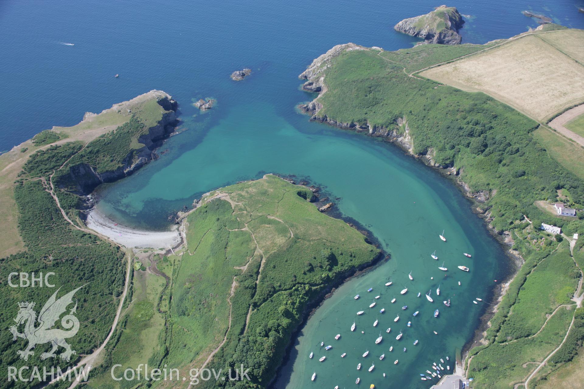 RCAHMW colour oblique aerial photograph of a promontory fort south of Solva Harbour. Taken on 14 July 2006 by Toby Driver.