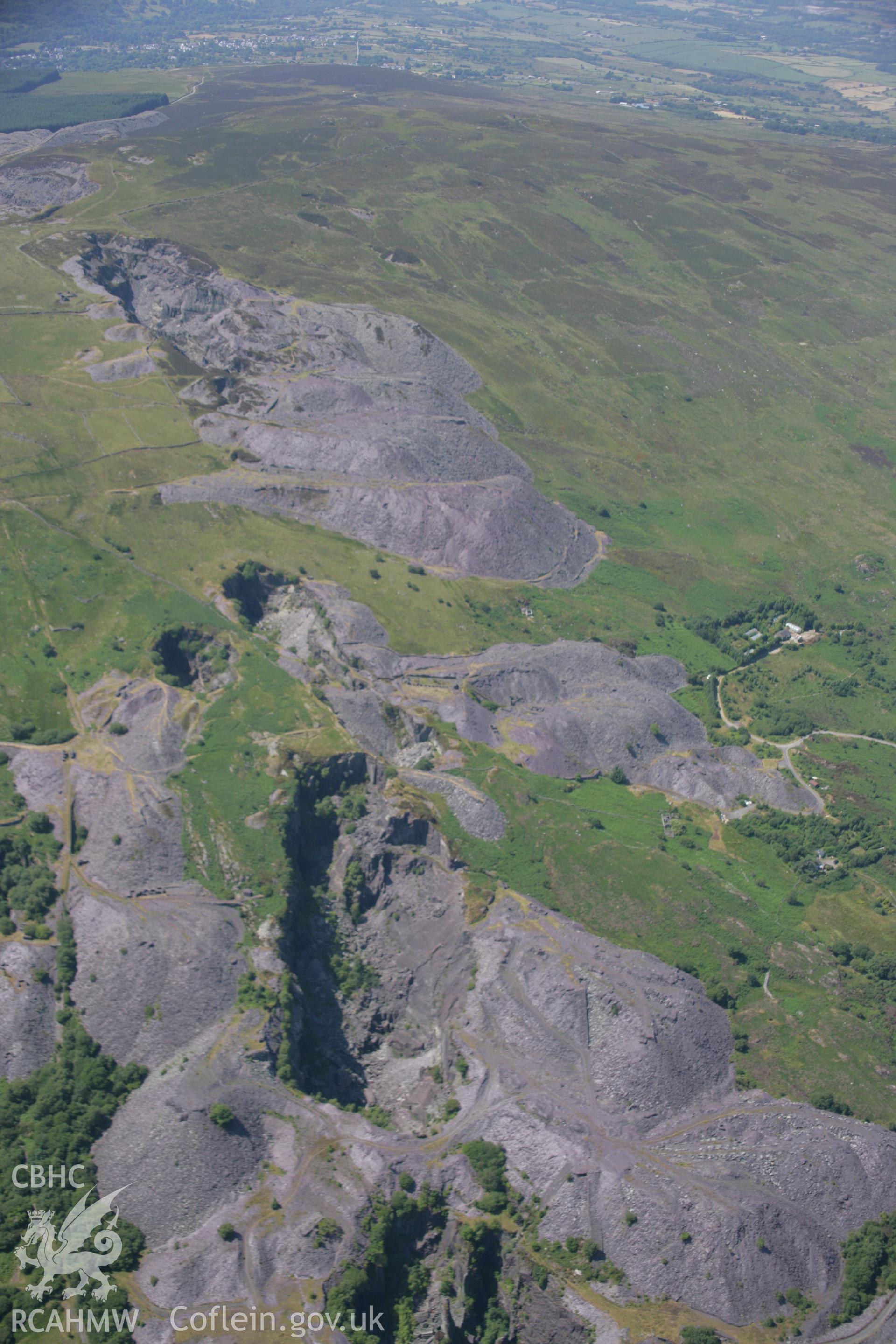 RCAHMW colour oblique aerial photograph of Chwarel Cefn-Du Slate Quarry. Taken on 18 July 2006 by Toby Driver.