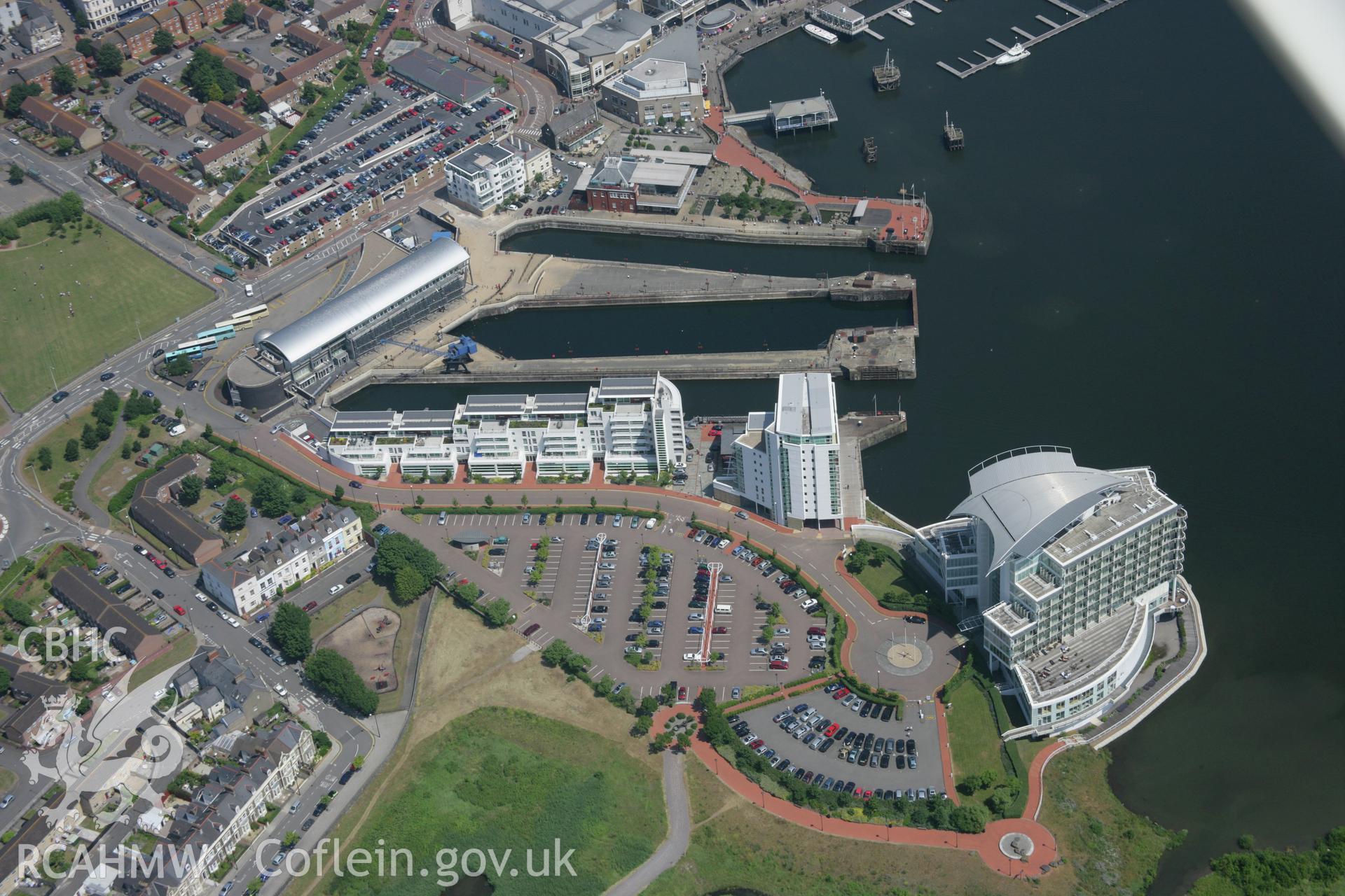 RCAHMW colour oblique photograph of Cardiff Bay;Power House at Mount Stuart Graving Doccks. Taken by Toby Driver on 29/06/2006.