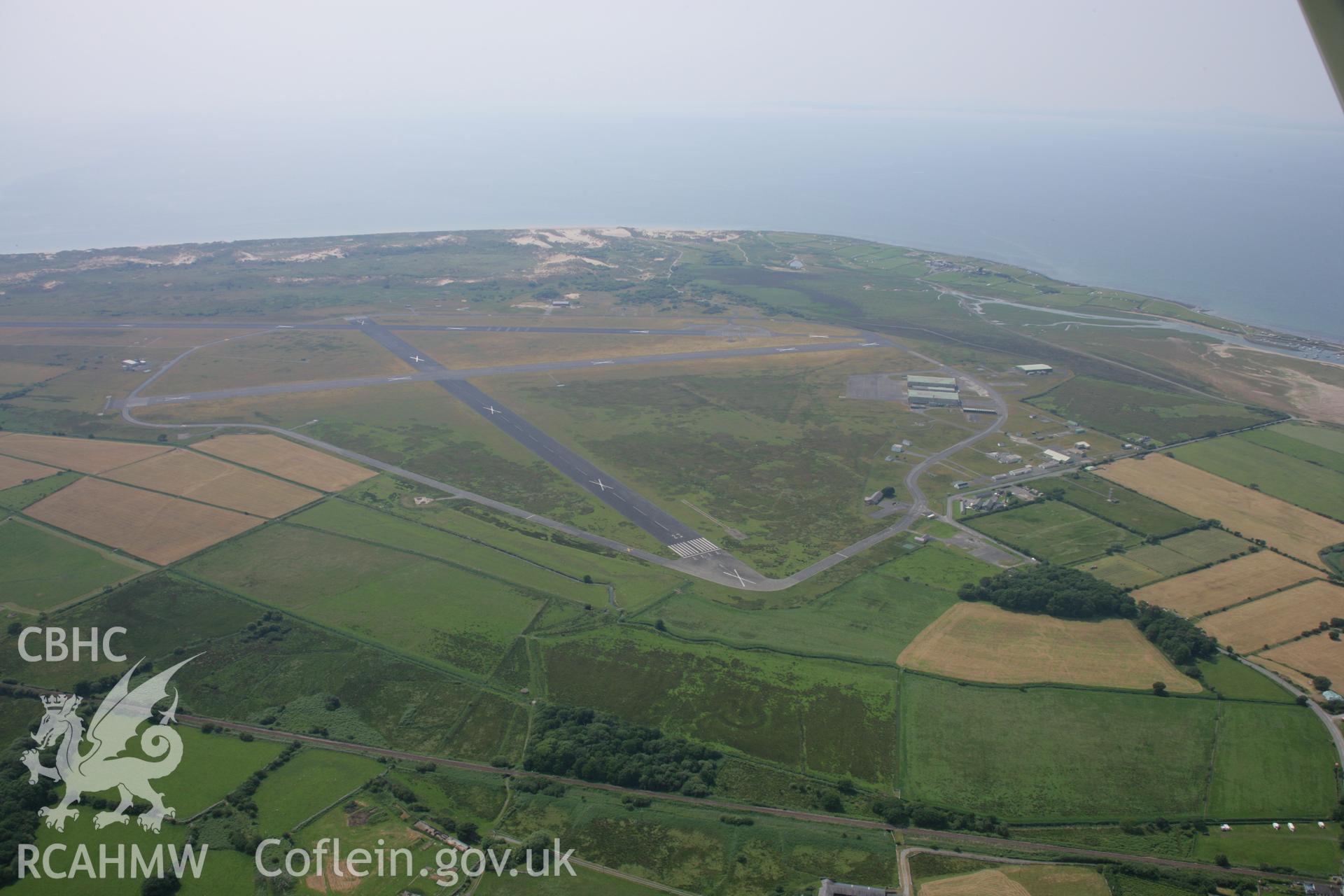 RCAHMW colour oblique aerial photograph of Llanbedr Airfield. Taken on 04 July 2006 by Toby Driver.