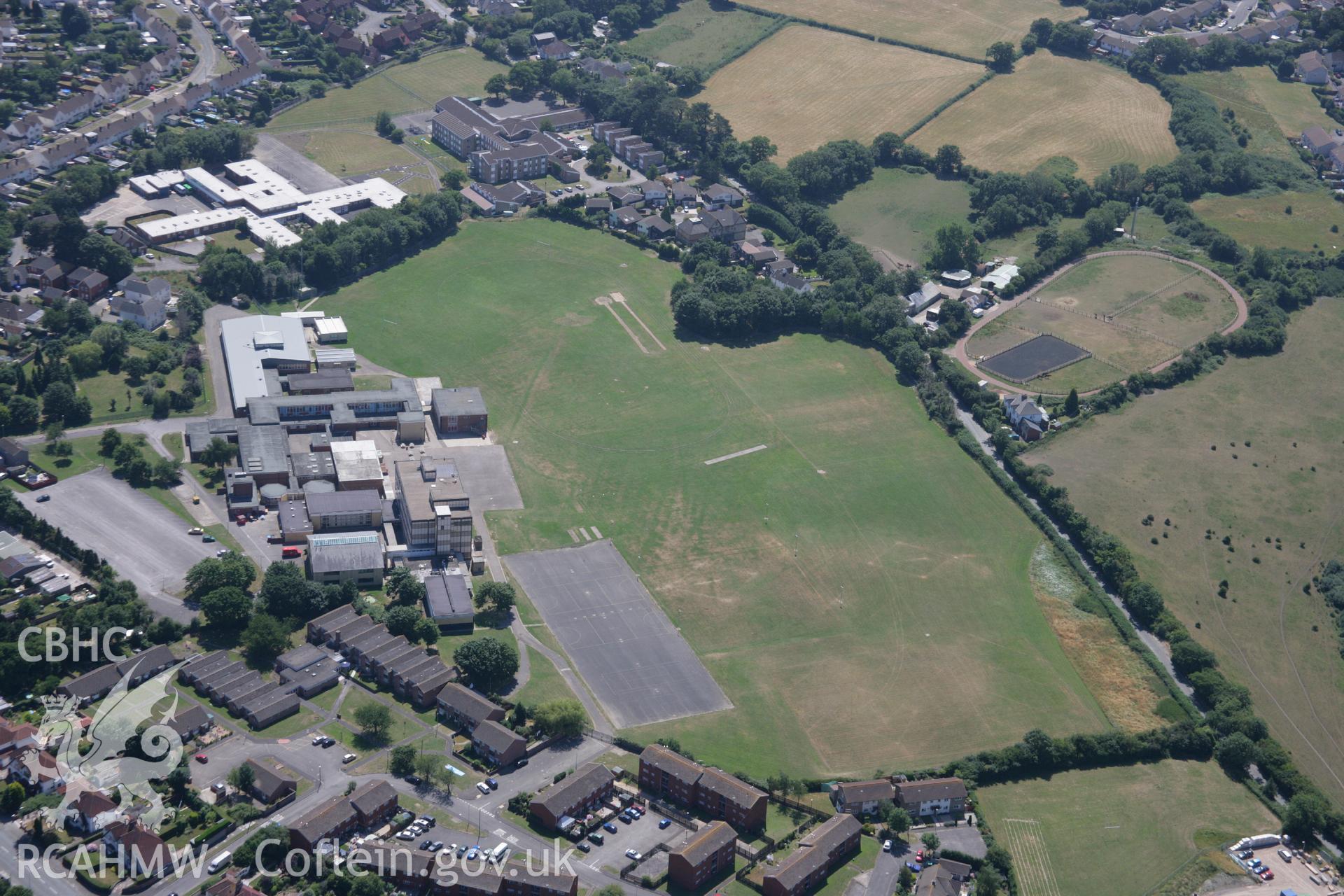 RCAHMW colour oblique aerial photograph of St Cyres Comprehensive School, Penarth. Taken on 24 July 2006 by Toby Driver.