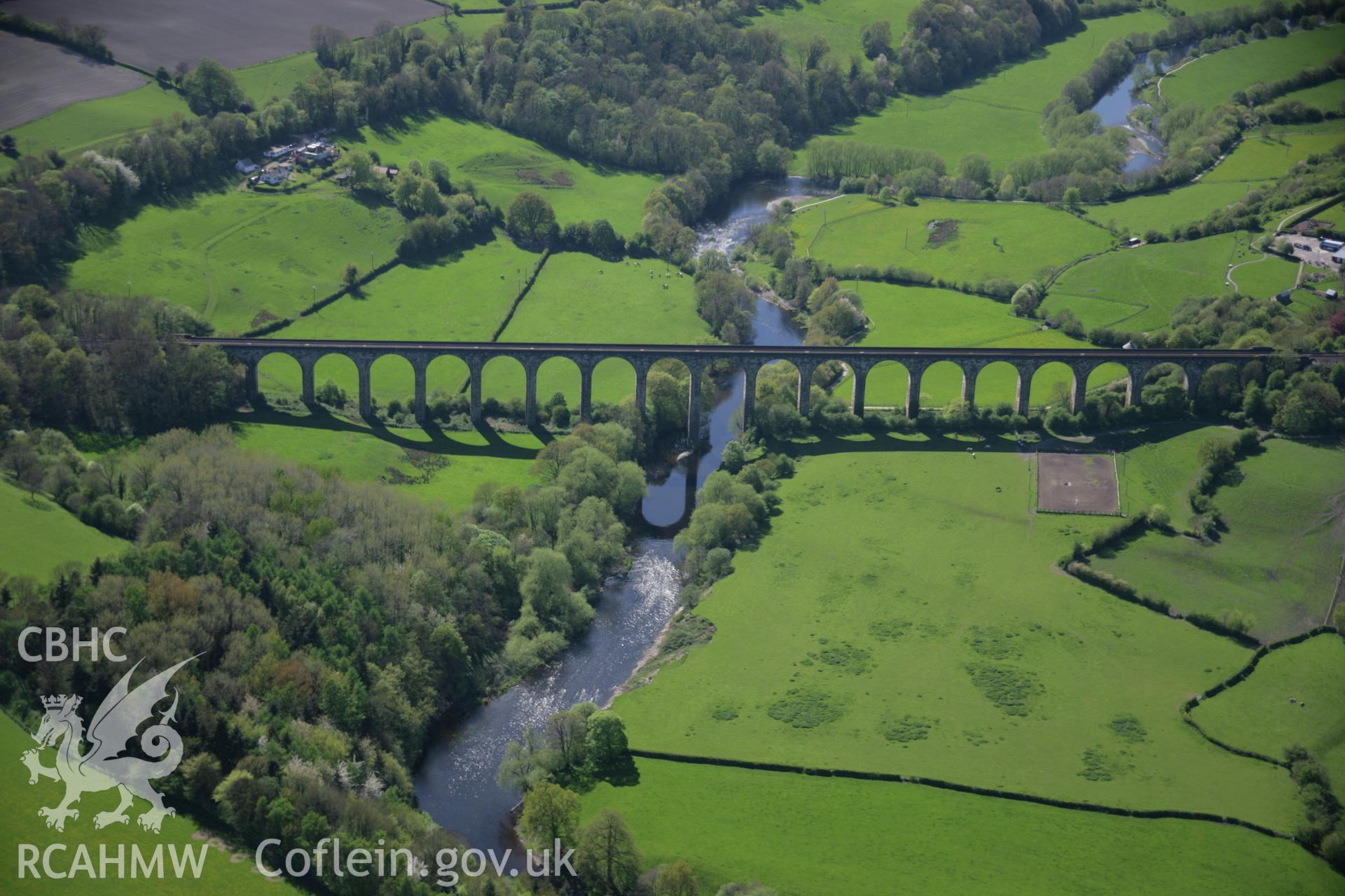 RCAHMW digital colour oblique photograph of Cefn Bychan Viaduct from the east. Taken on 05/05/2006 by T.G. Driver.