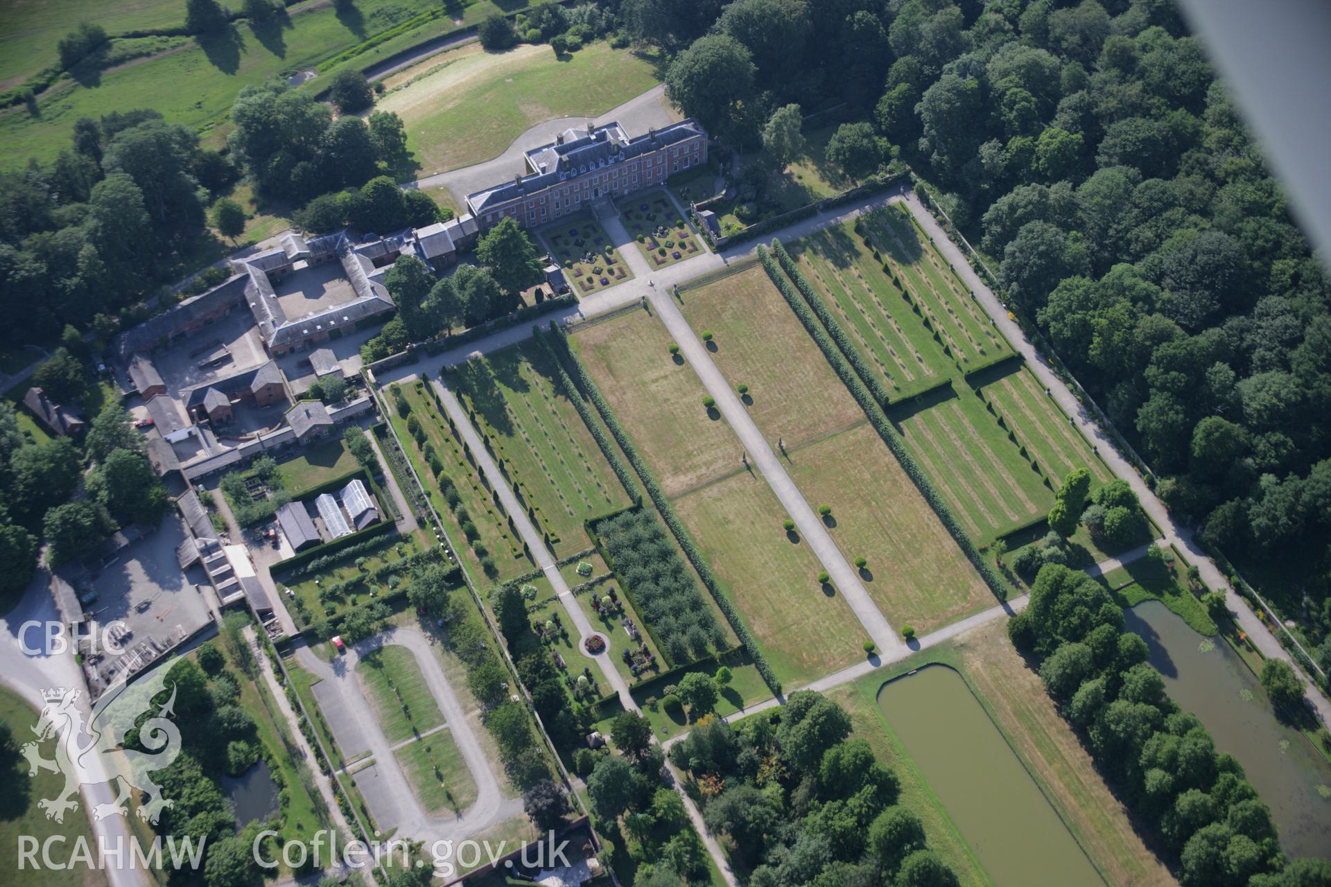 RCAHMW colour oblique aerial photograph of Erddig Park Garden, Wrexham. Taken on 17 July 2006 by Toby Driver.