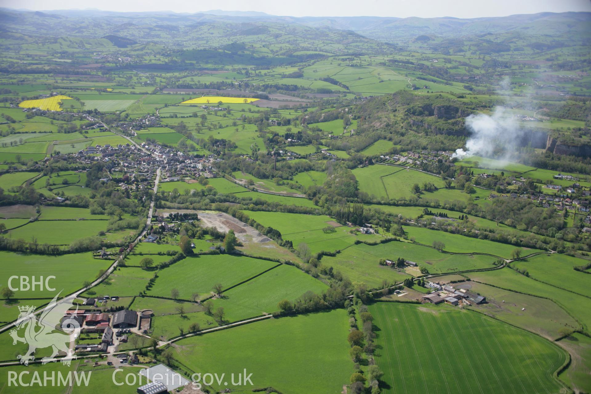 RCAHMW digital colour oblique photograph of Llanymynech from the east. Taken on 05/05/2006 by T.G. Driver.