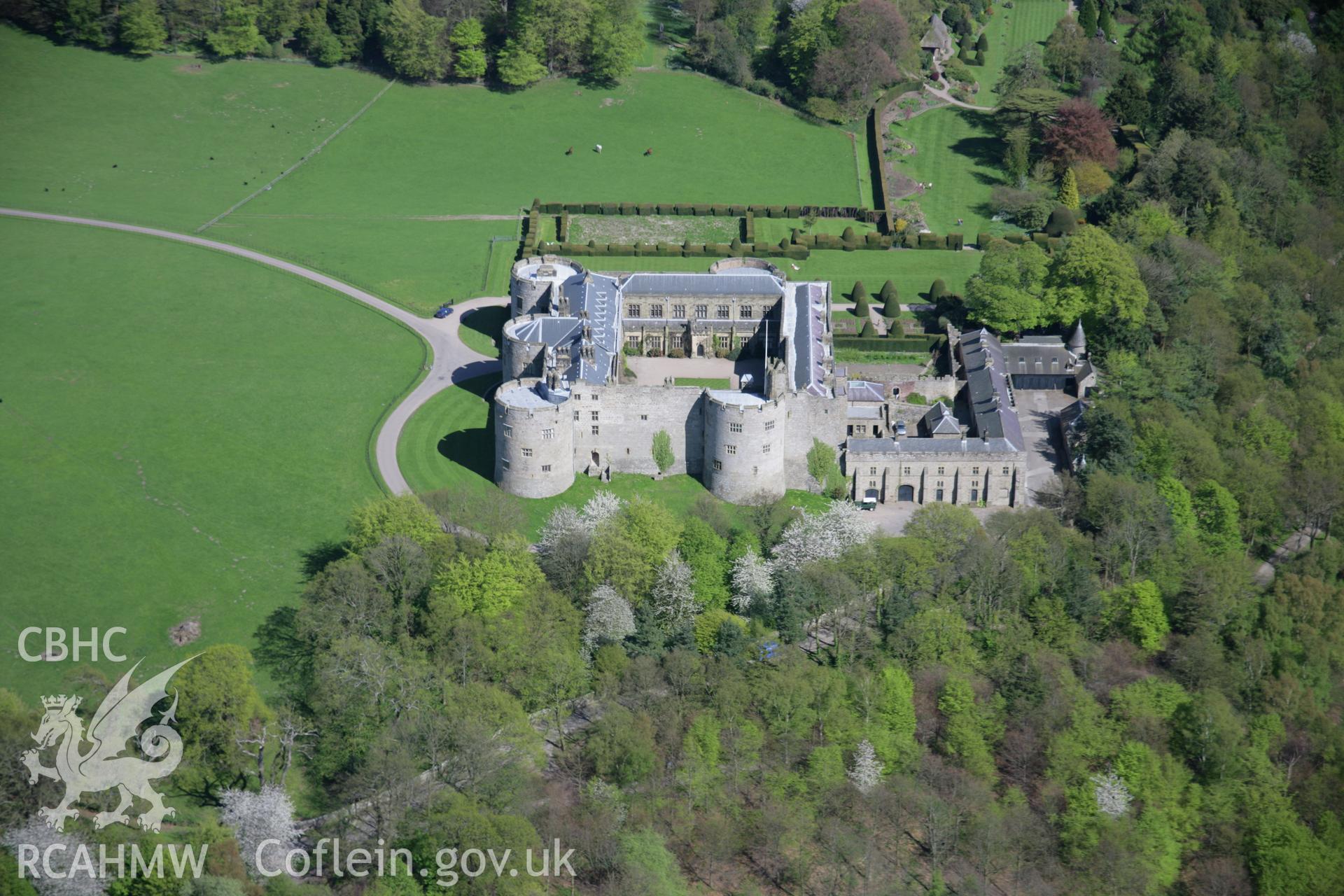 RCAHMW digital colour oblique photograph of the garden at Chirk Castle from the west. Taken on 05/05/2006 by T.G. Driver.