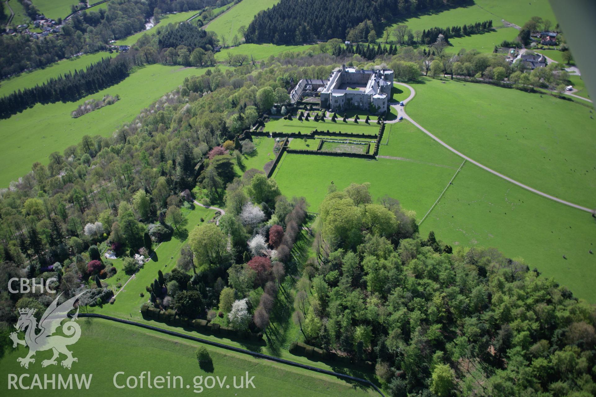 RCAHMW digital colour oblique photograph of the garden at Chirk Castle from the east. Taken on 05/05/2006 by T.G. Driver.