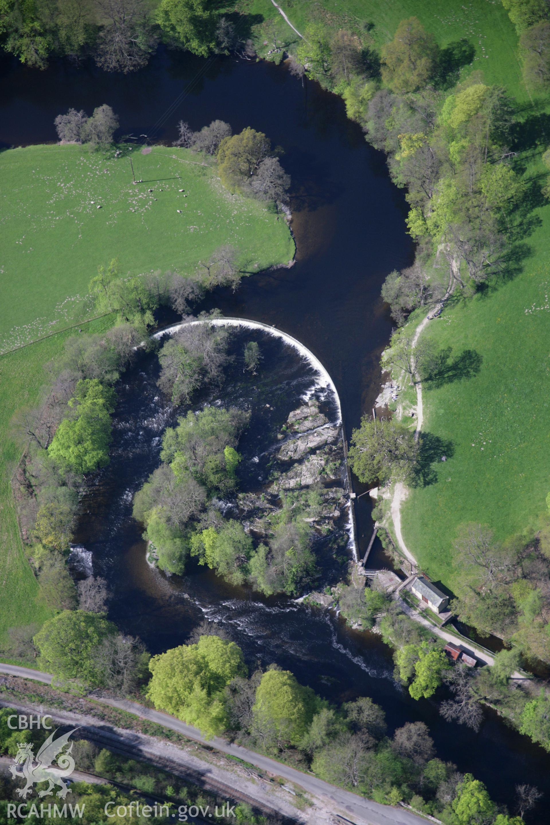 RCAHMW digital colour oblique photograph of Horseshoe Falls from the south. Taken on 05/05/2006 by T.G. Driver.