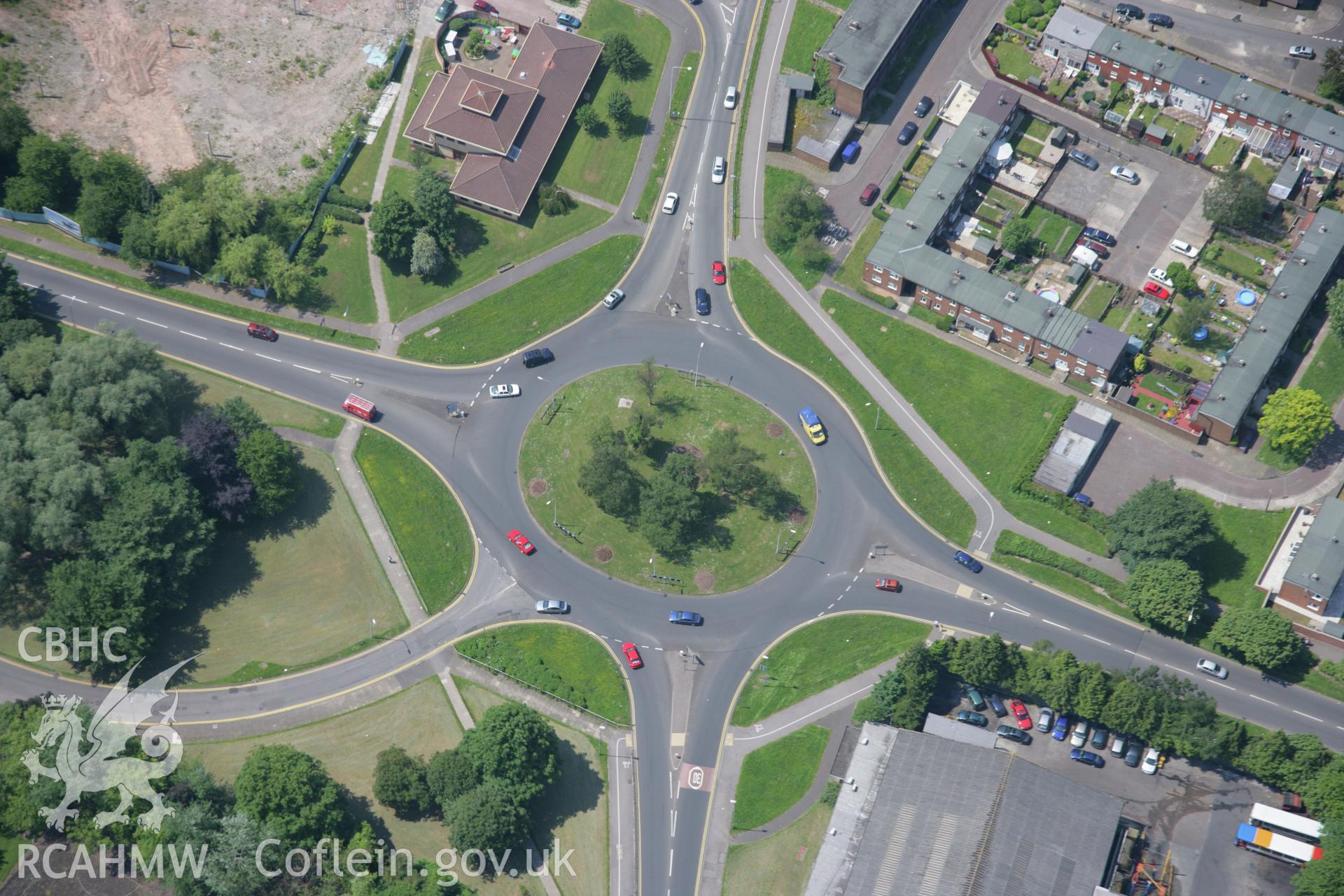 RCAHMW colour oblique aerial photograph of Cwmbran showing the roundabaout at Northville. Viewed from the north-east. Taken on 09 June 2006 by Toby Driver.