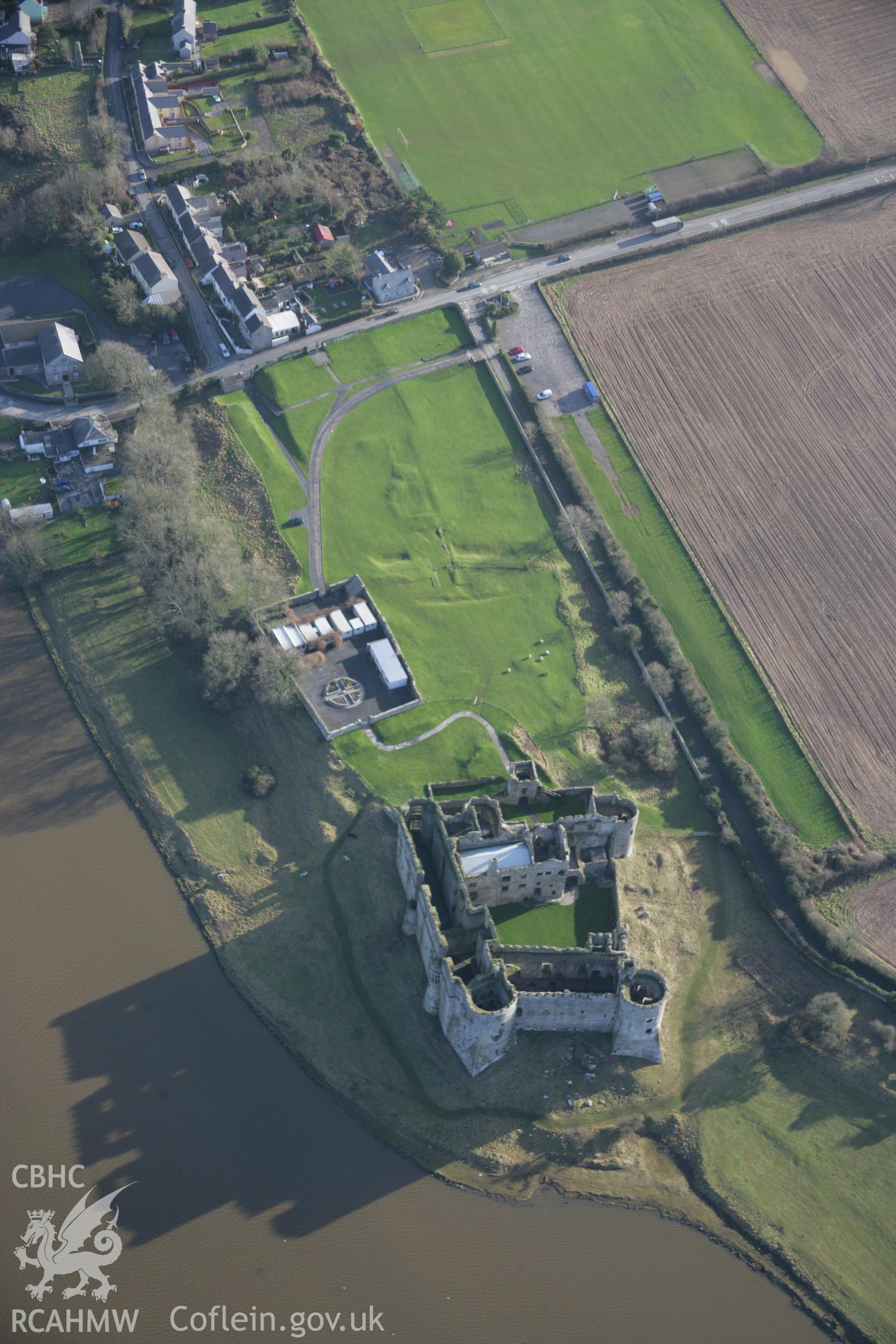 RCAHMW colour oblique aerial photograph of Carew Castle, viewed from the west. Taken on 11 January 2006 by Toby Driver