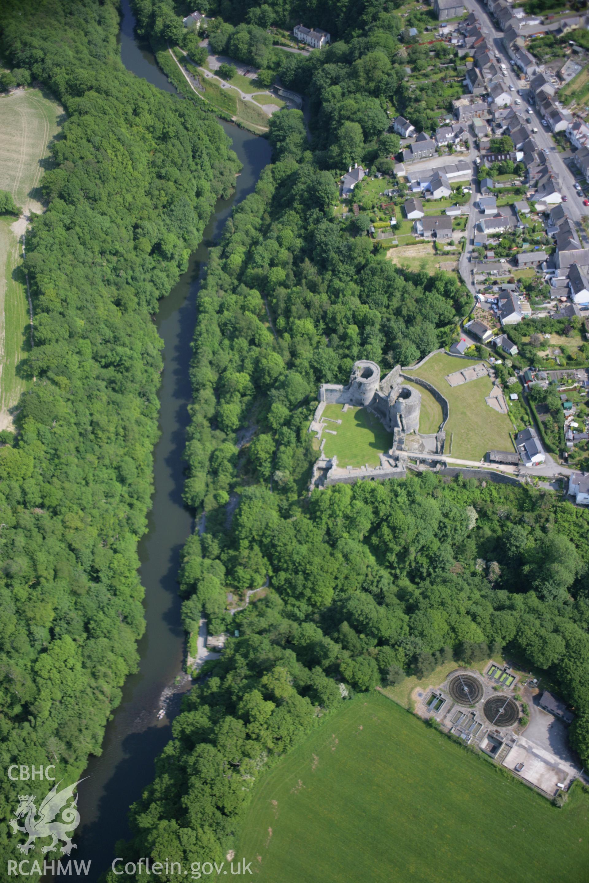 RCAHMW colour oblique aerial photograph of Cilgerran Castle from the north-west. Taken on 08 June 2006 by Toby Driver.