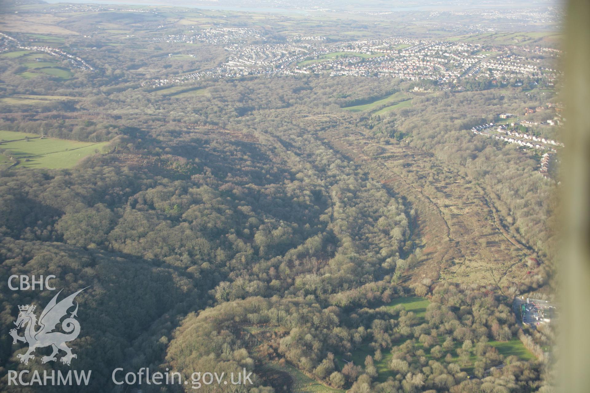 RCAHMW colour oblique aerial photograph of Clyne Valley Shaft Mounds from the south-east. Taken on 26 January 2006 by Toby Driver.