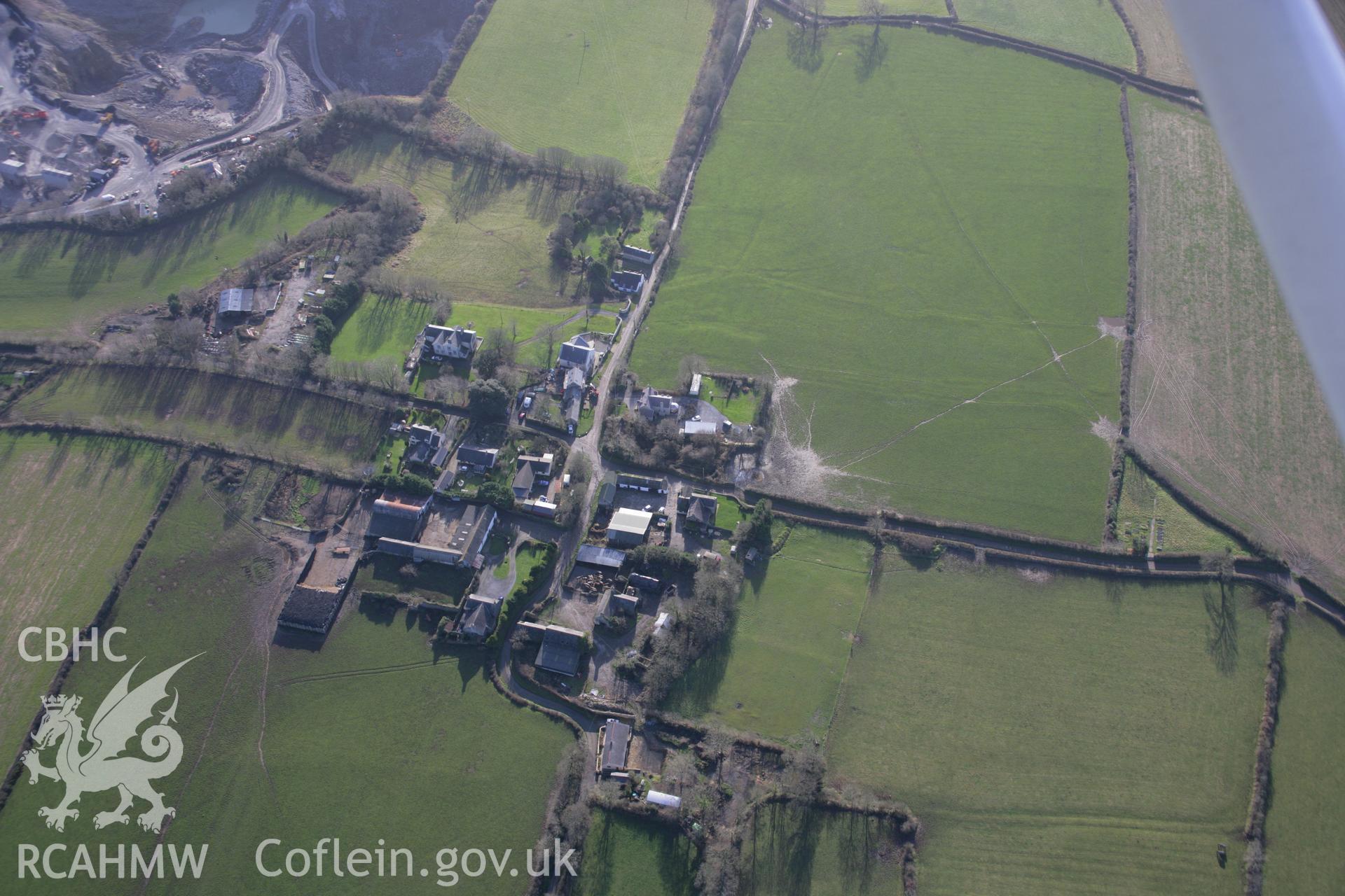 RCAHMW colour oblique aerial photograph of Carew Newton Shrunken Village from the north-west. Taken on 11 January 2006 by Toby Driver.