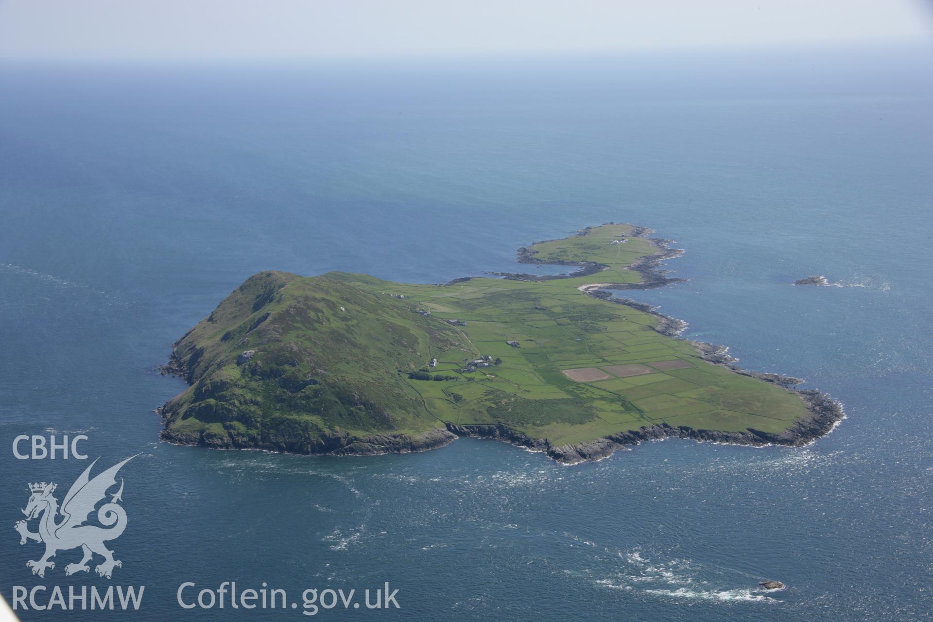 RCAHMW colour oblique aerial photograph of Bardsey Island (Ynys Enlli) from the north. Taken on 14 June 2006 by Toby Driver.