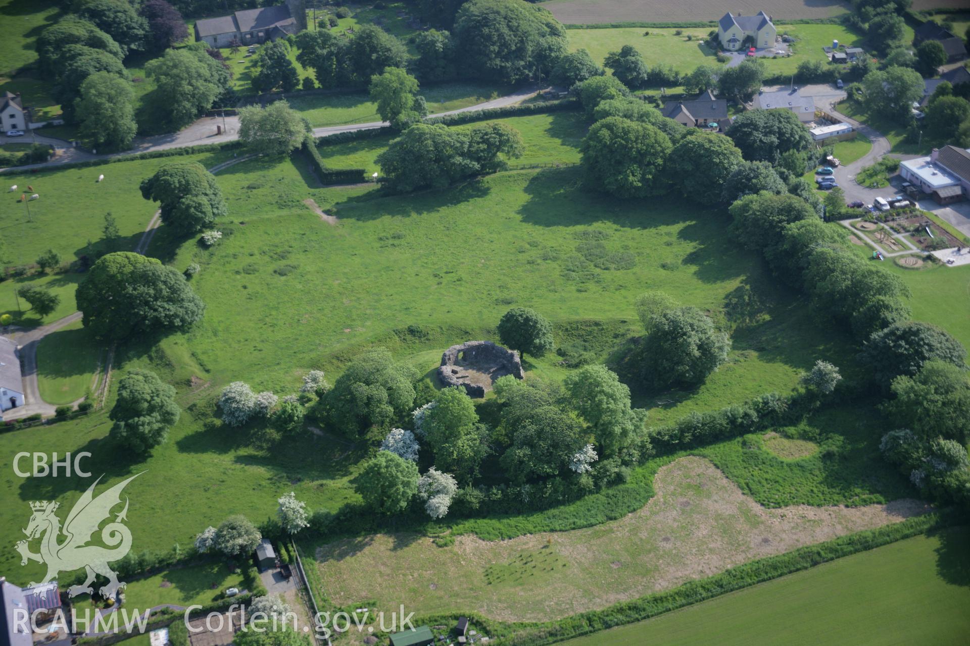 RCAHMW colour oblique aerial photograph of Wiston Castle from the north. Taken on 08 June 2006 by Toby Driver.