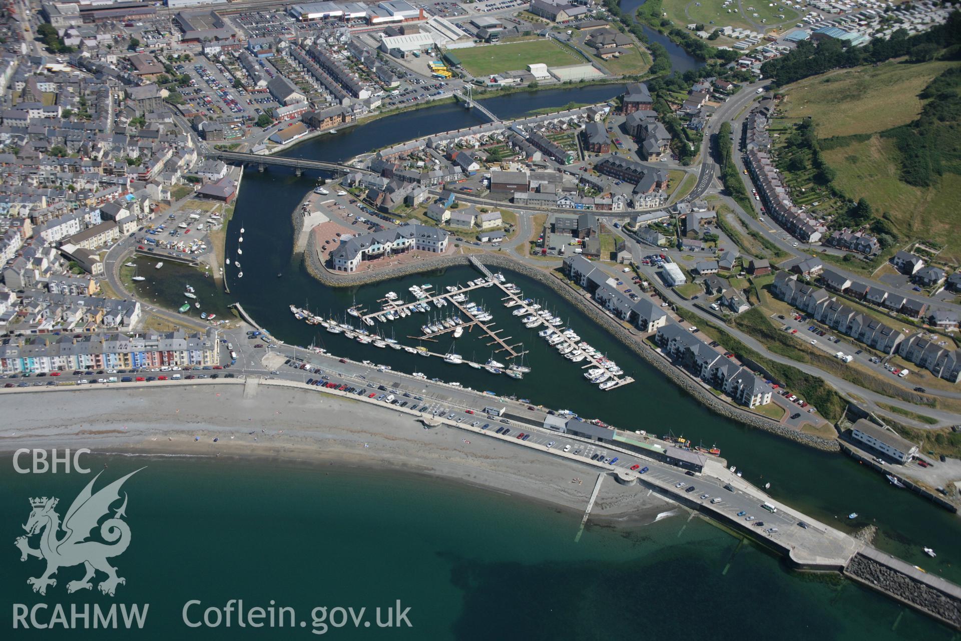 RCAHMW colour oblique aerial photograph of Aberystwyth Harbour. Taken on 17 July 2006 by Toby Driver.