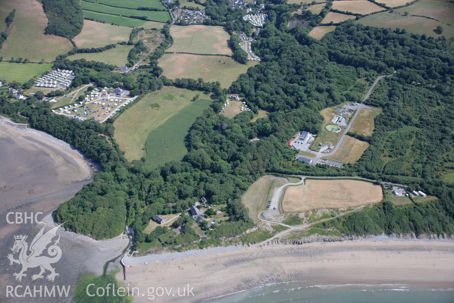 RCAHMW colour oblique aerial photograph of St Ina's Church, Llanina. Taken on 27 July 2006 by Toby Driver