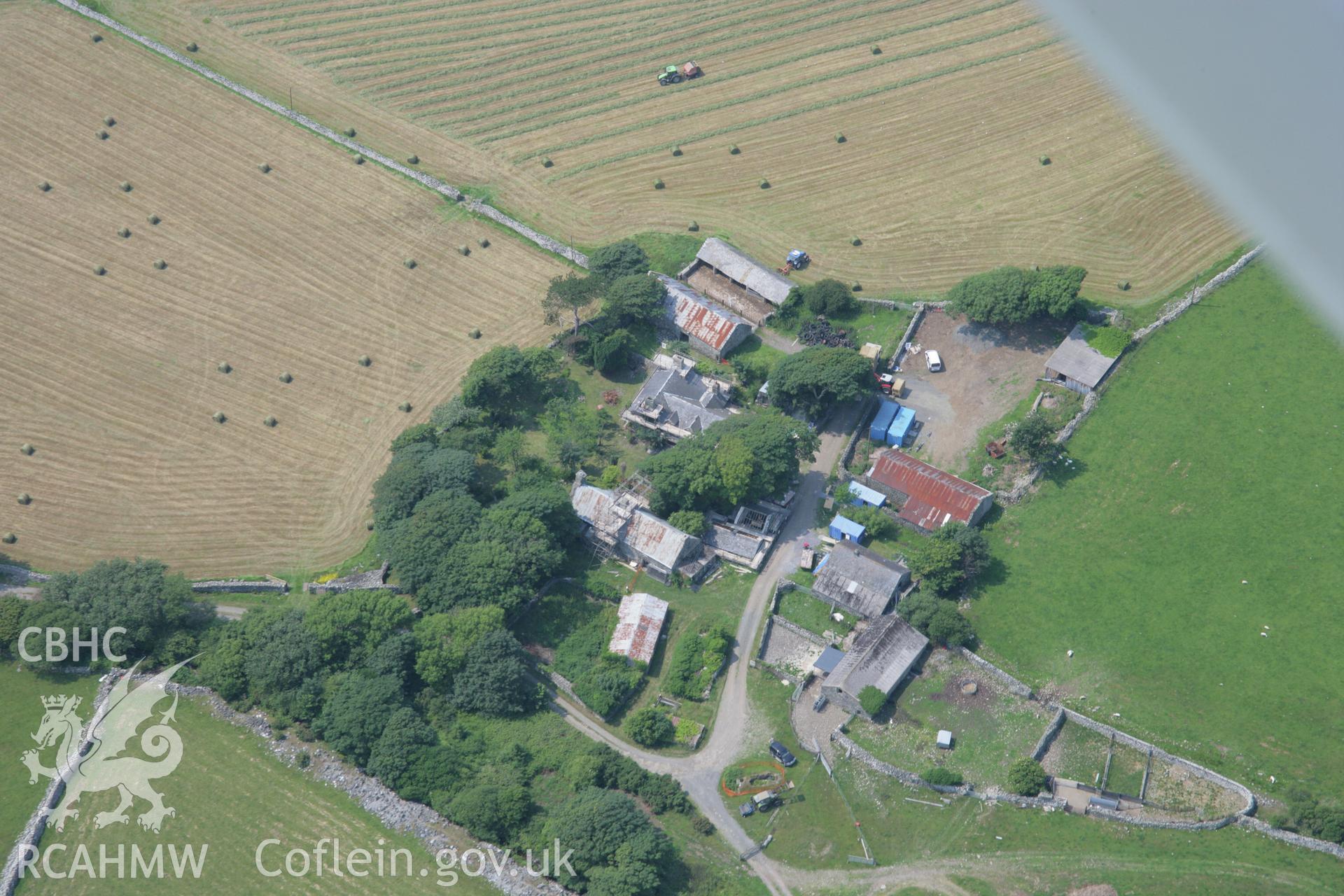 RCAHMW colour oblique aerial photograph of Abbey Farm, Egryn. Taken on 04 July 2006 by Toby Driver.