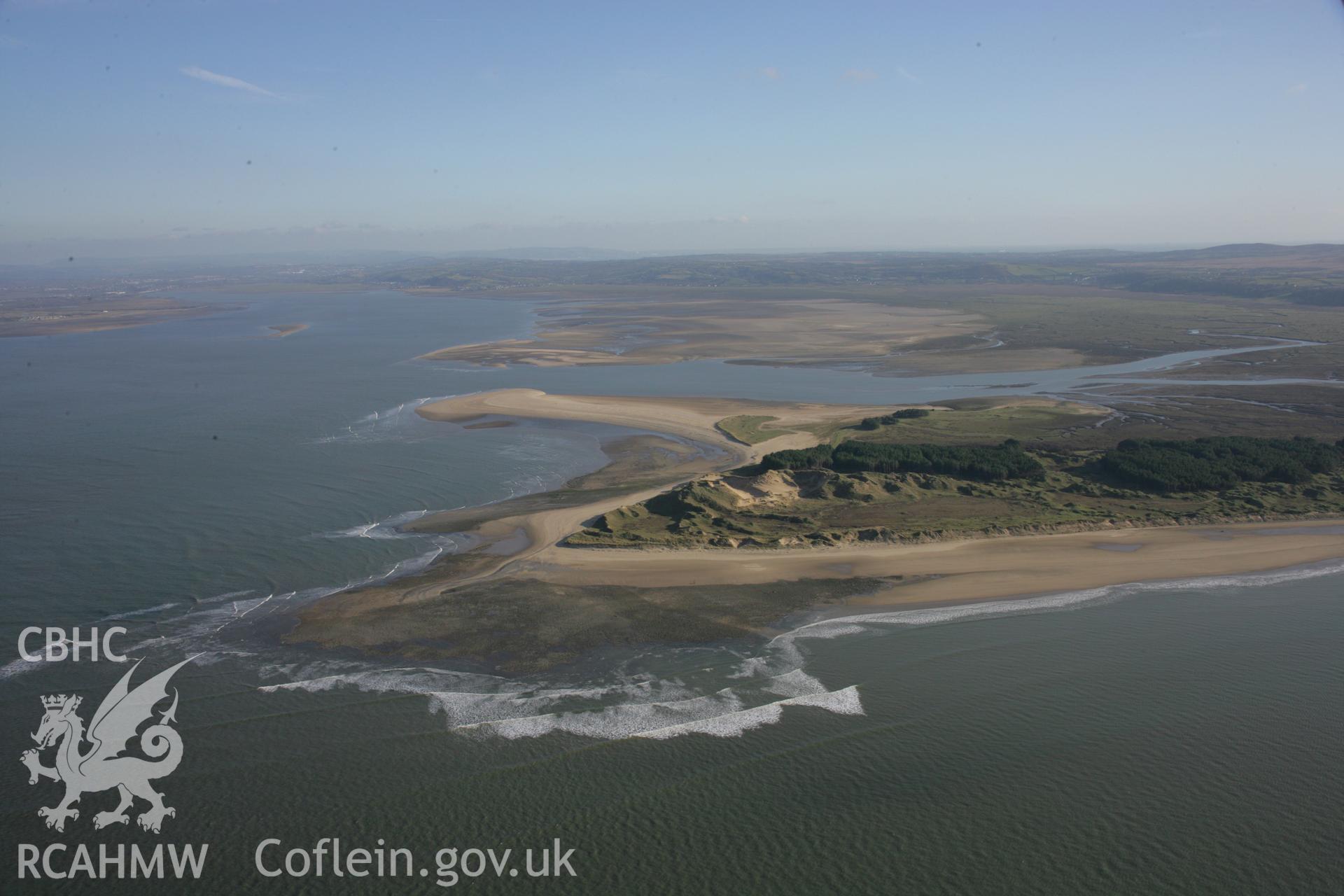 RCAHMW colour oblique aerial photograph of Whitford Point Shell Midden I. Taken on 26 January 2006 by Toby Driver.