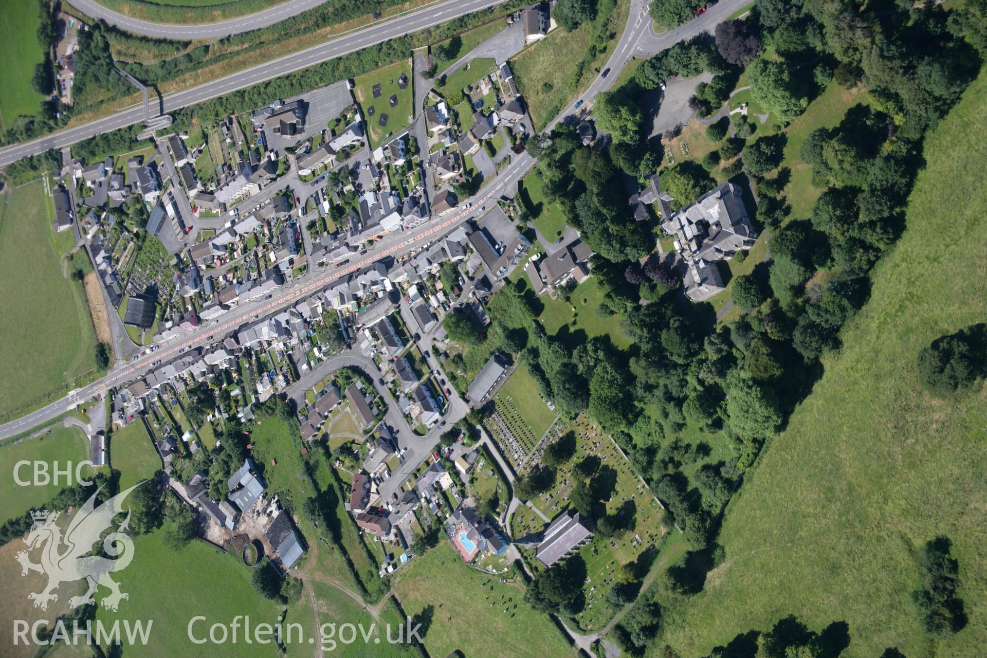 RCAHMW colour oblique aerial photograph of grounds and gardens at Bishops Palace, Abergwili. Taken on 24 July 2006 by Toby Driver.