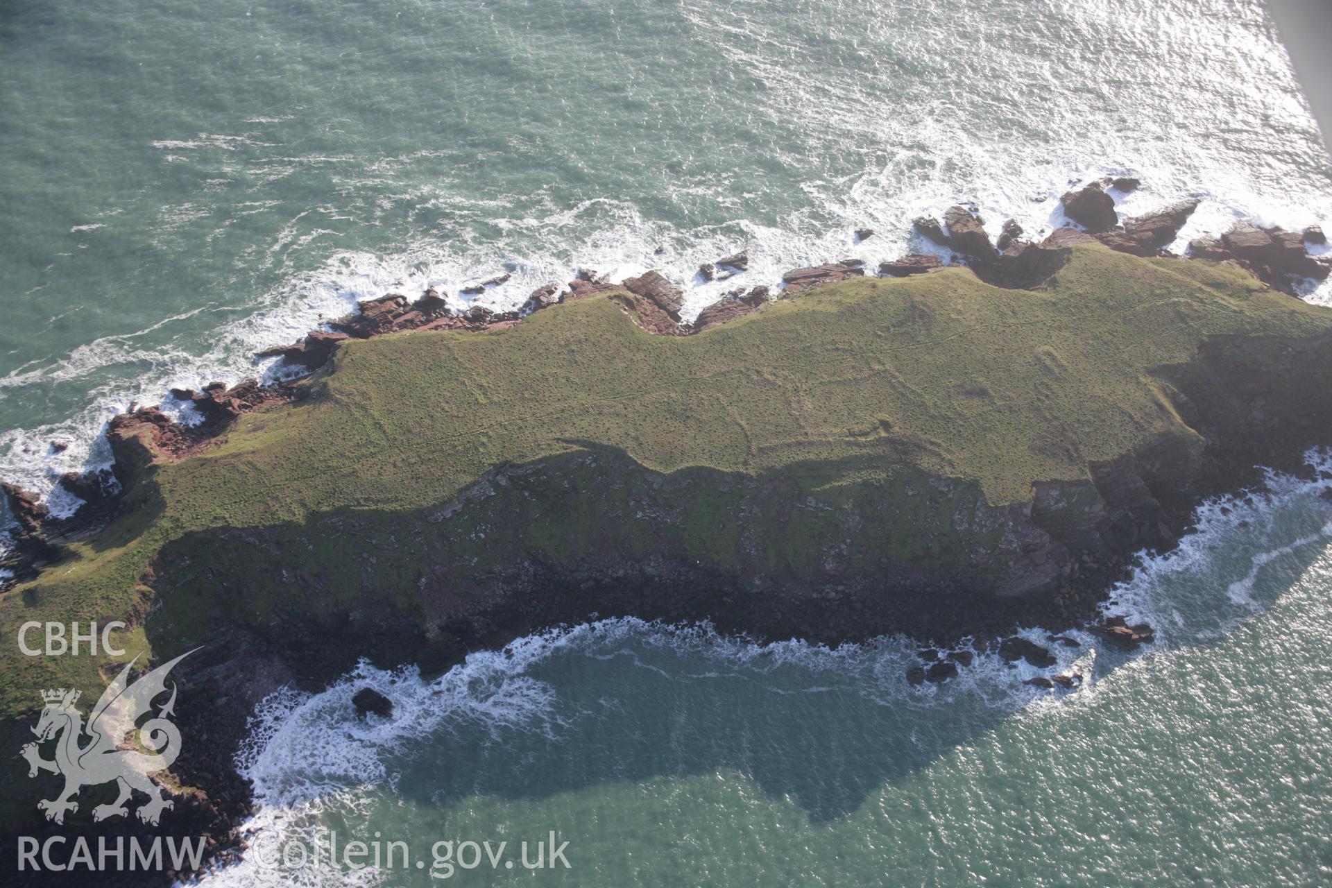 RCAHMW colour oblique aerial photograph of Gateholm Island from the north-west. Taken on 11 January 2006 by Toby Driver.