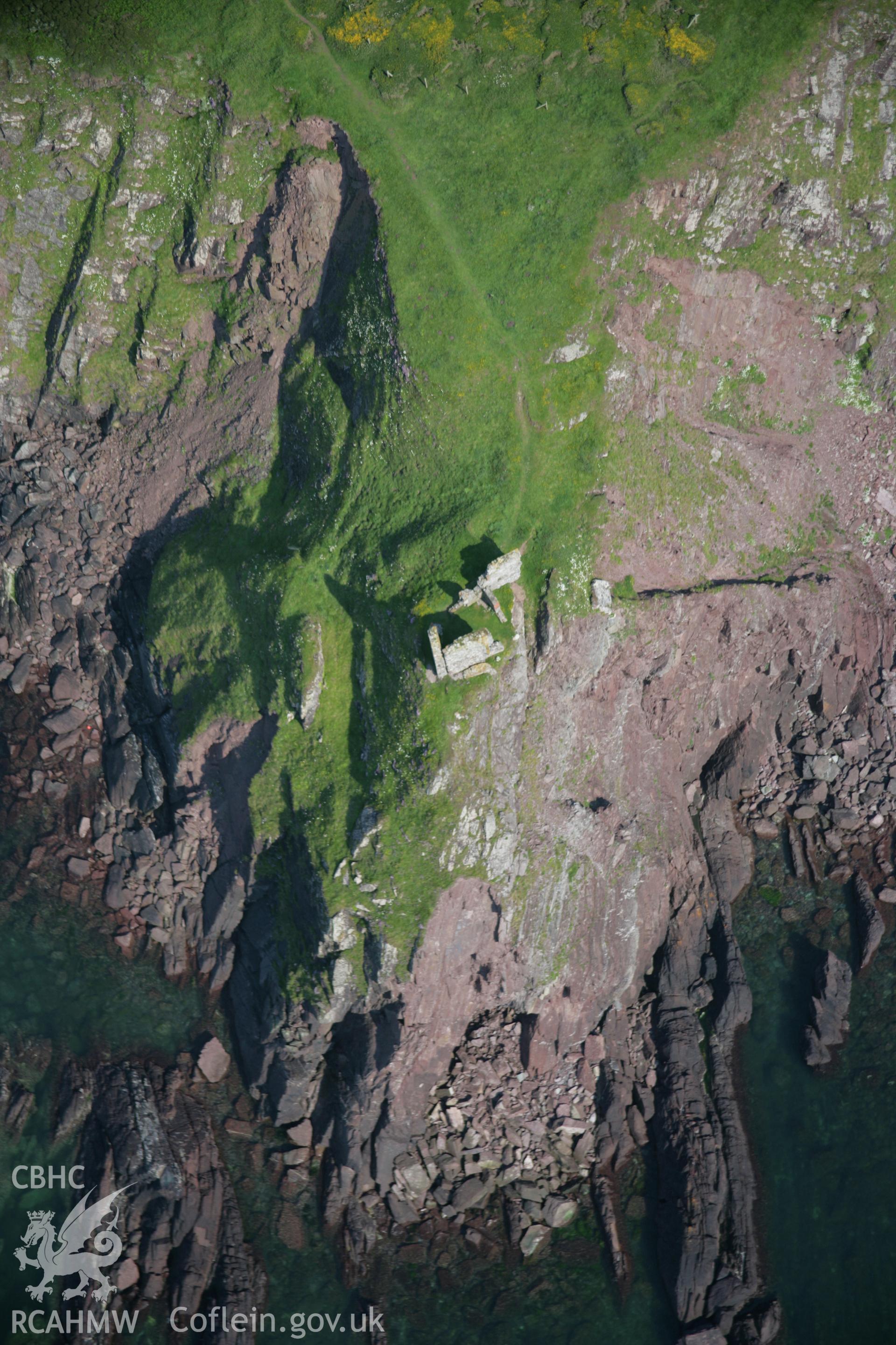 RCAHMW colour oblique aerial photograph of East Blockhouse, Angle viewed from the west. Taken on 08 June 2006 by Toby Driver.