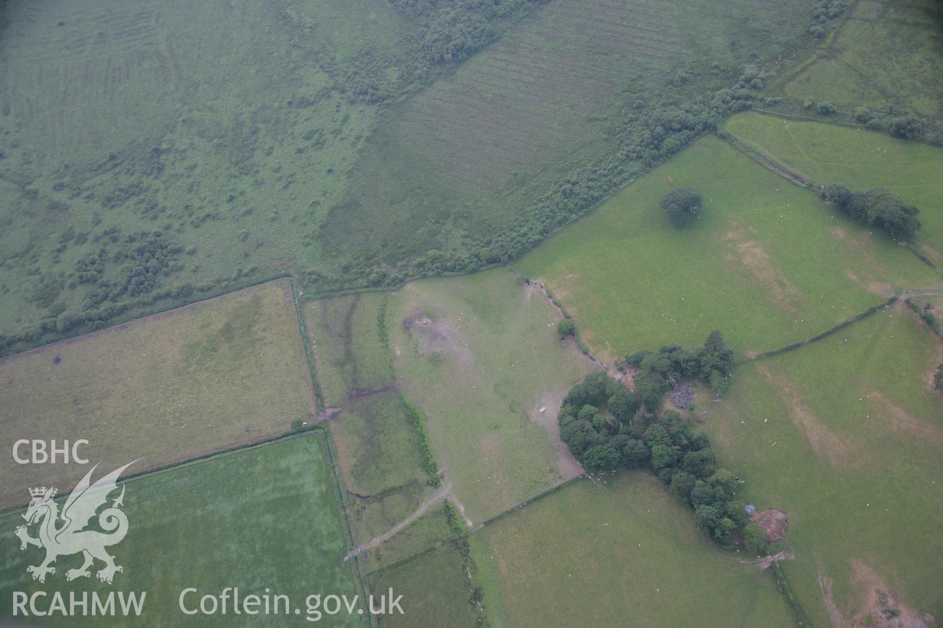 RCAHMW colour oblique aerial photograph of parchmarks, Llangynfelyn Island Taken on 04 July 2006 by Toby Driver.