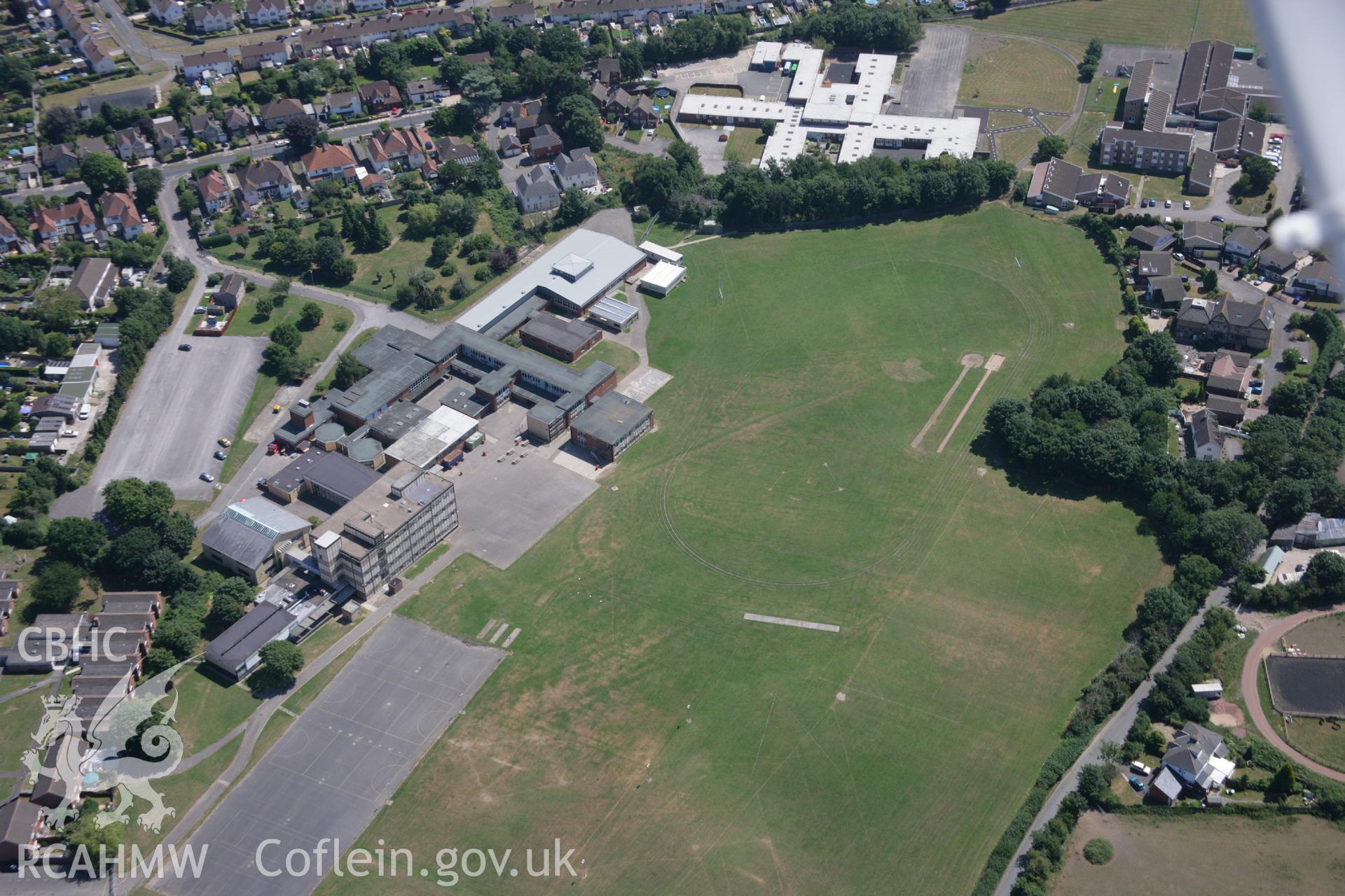 RCAHMW colour oblique aerial photograph of St Cyres Comprehensive School, Penarth. Taken on 24 July 2006 by Toby Driver.