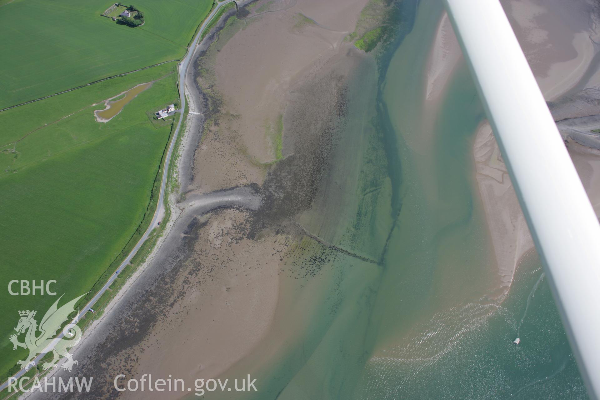 RCAHMW colour oblique aerial photograph of Cored Gwyrfai Fish Trap from the north-west. Taken on 14 June 2006 by Toby Driver.
