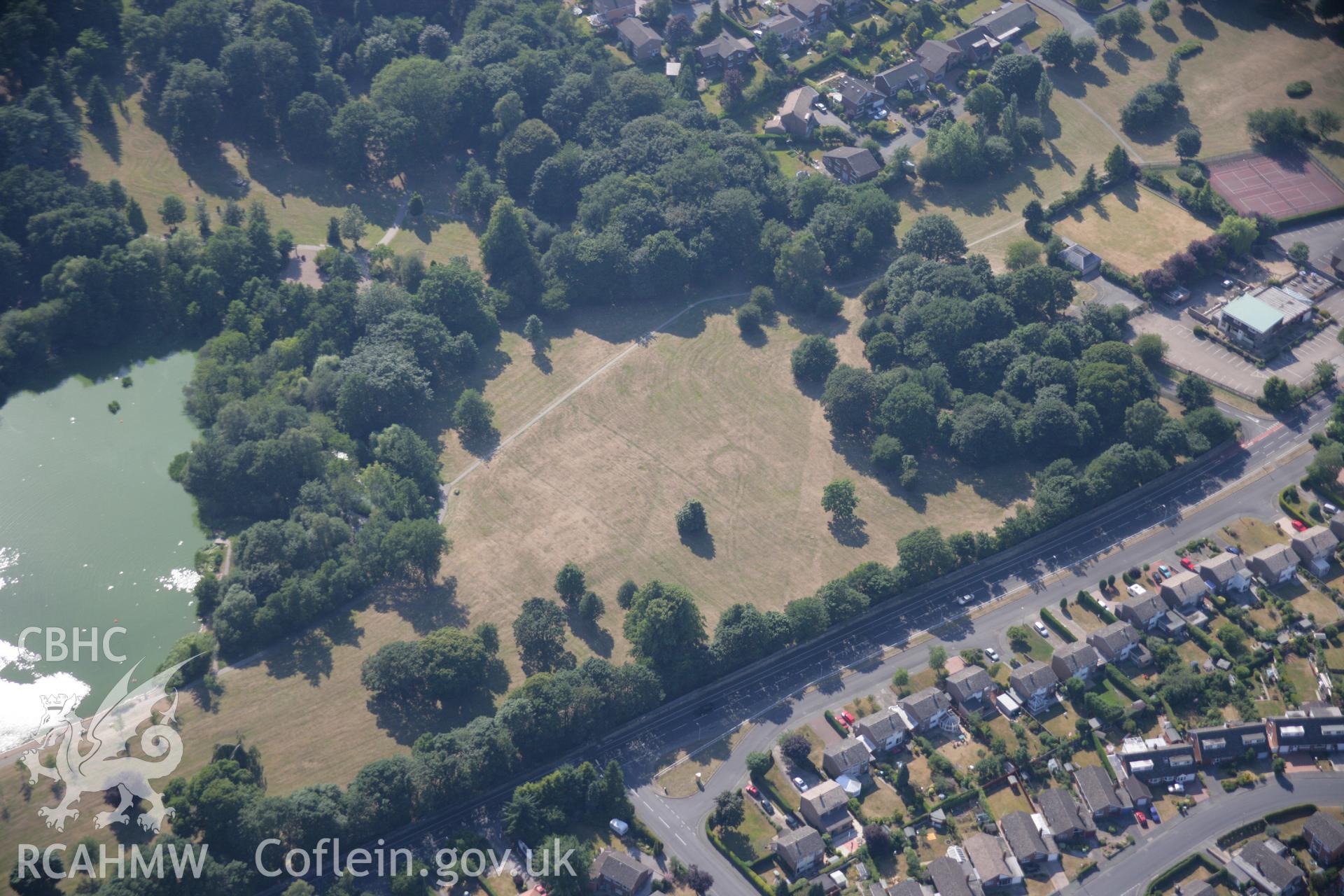 RCAHMW colour oblique aerial photograph of Acton Park Barrow. Taken on 17 July 2006 by Toby Driver.