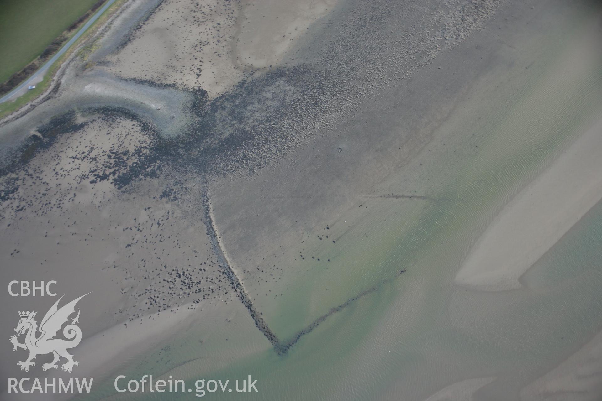RCAHMW colour oblique aerial photograph of Cored Gwyrfai Fish Trap from the north-west. Taken on 09 February 2006 by Toby Driver.