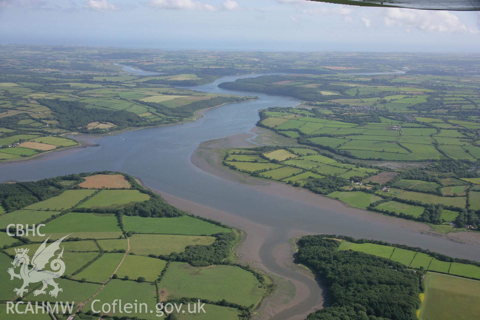 RCAHMW colour oblique aerial photograph of the Daugleddau, including Landshipping Colliery, viewed towards the south from Picton Point. Taken on 13 July 2006 by Toby Driver.