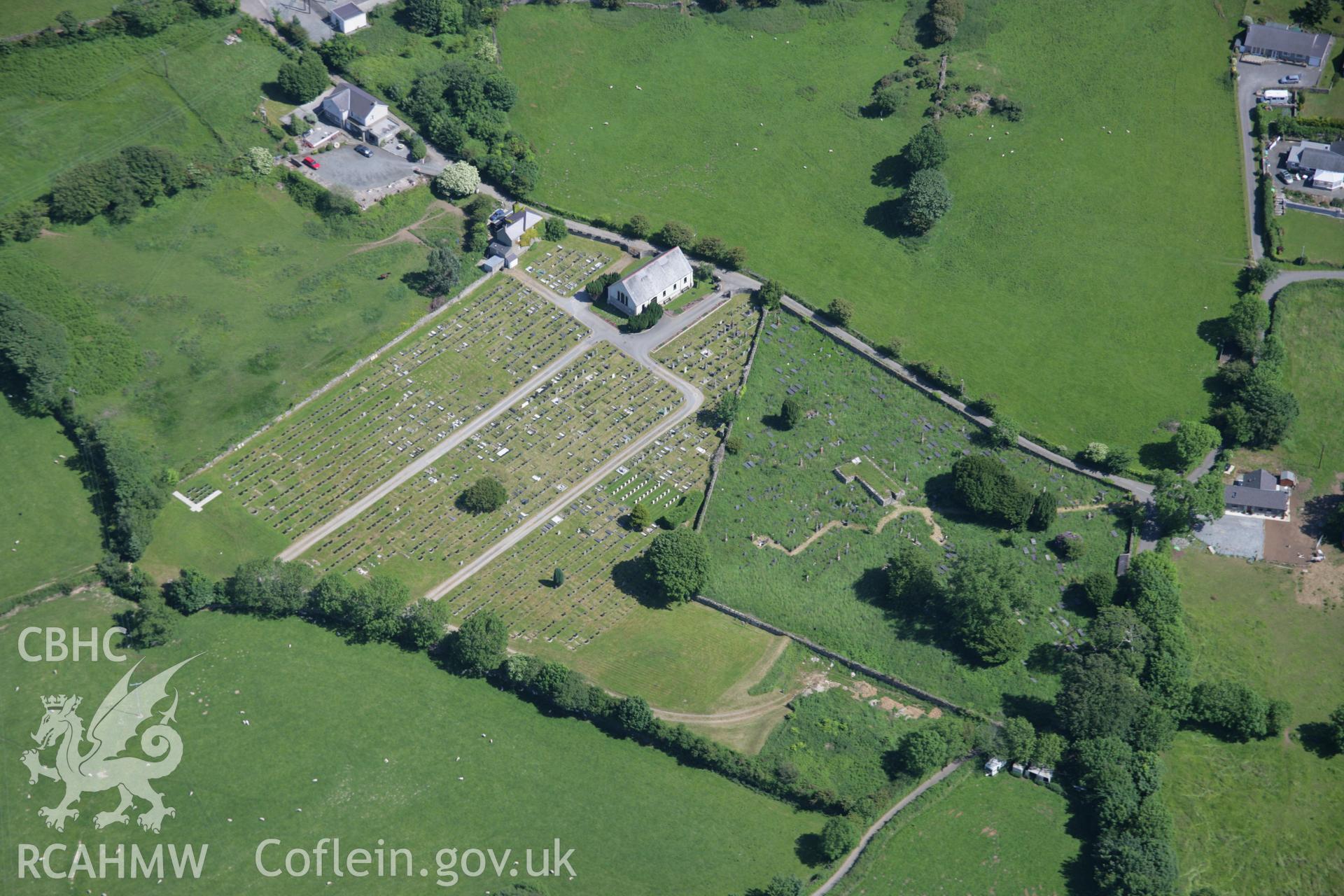 RCAHMW colour oblique aerial photograph of St Denio's Church Mortuary Chapel from the north-west. Taken on 14 June 2006 by Toby Driver.