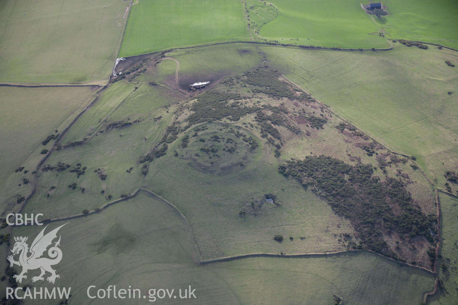 RCAHMW colour oblique aerial photograph of Castell Odo from the east. Taken on 09 February 2006 by Toby Driver.