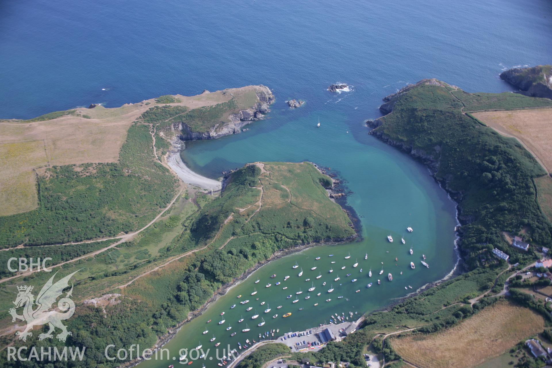RCAHMW colour oblique aerial photograph of a promontory fort south of Solva Harbour. Taken on 24 July 2006 by Toby Driver.