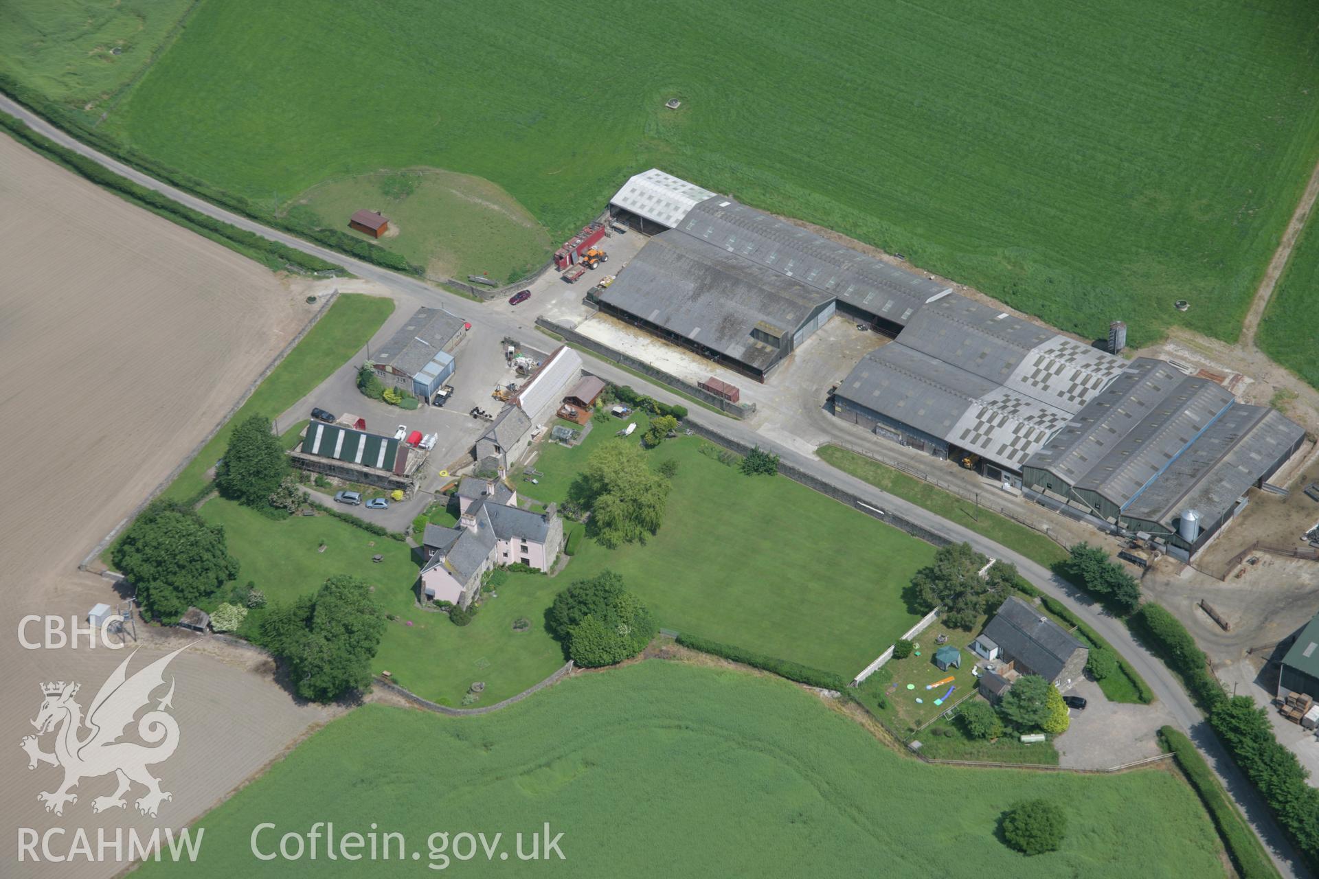 RCAHMW colour oblique aerial photograph of Trostrey Court from the south-west. Taken on 09 June 2006 by Toby Driver.