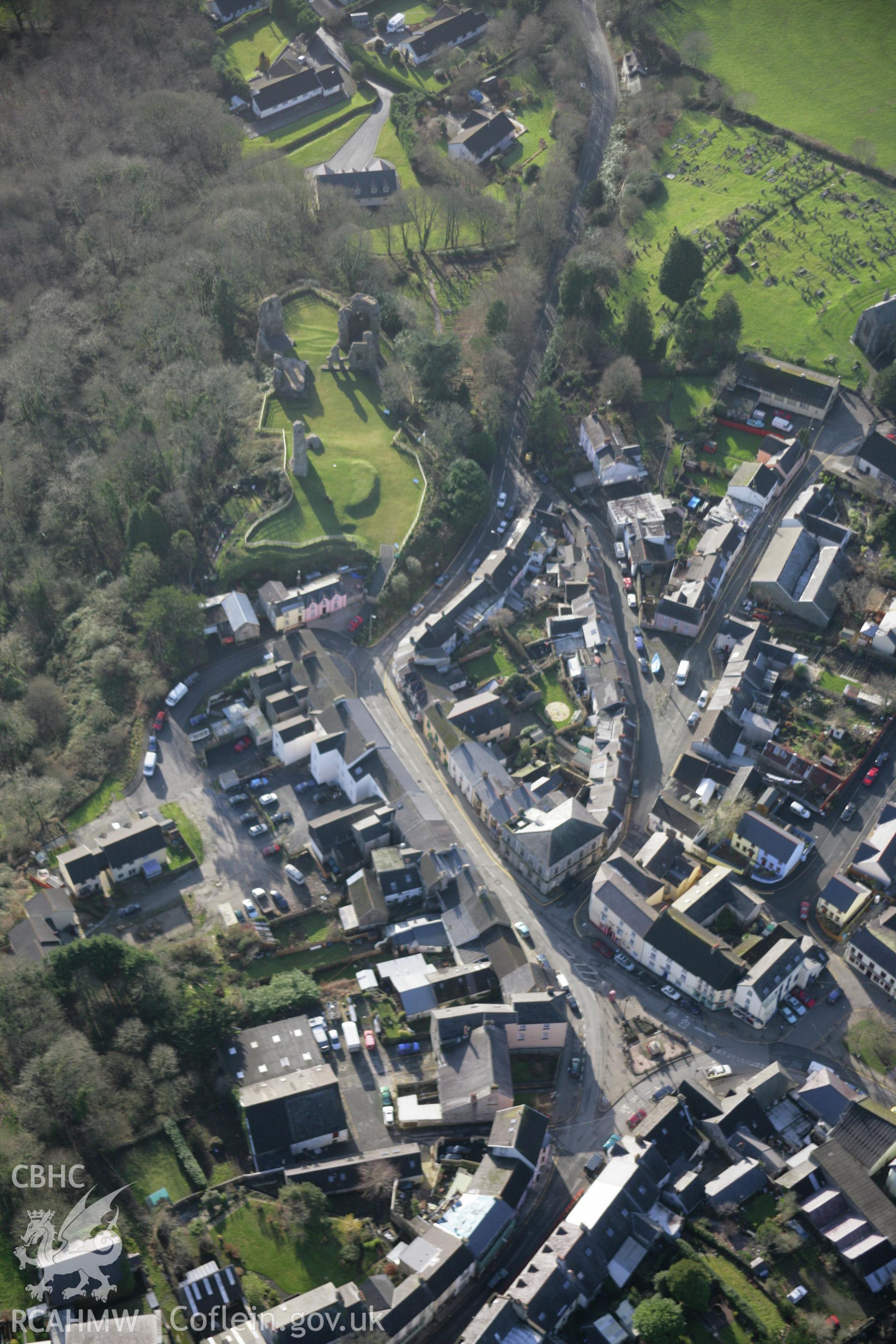 RCAHMW colour oblique aerial photograph of Narberth town, in general view from the north. Taken on 11 January 2006 by Toby Driver.
