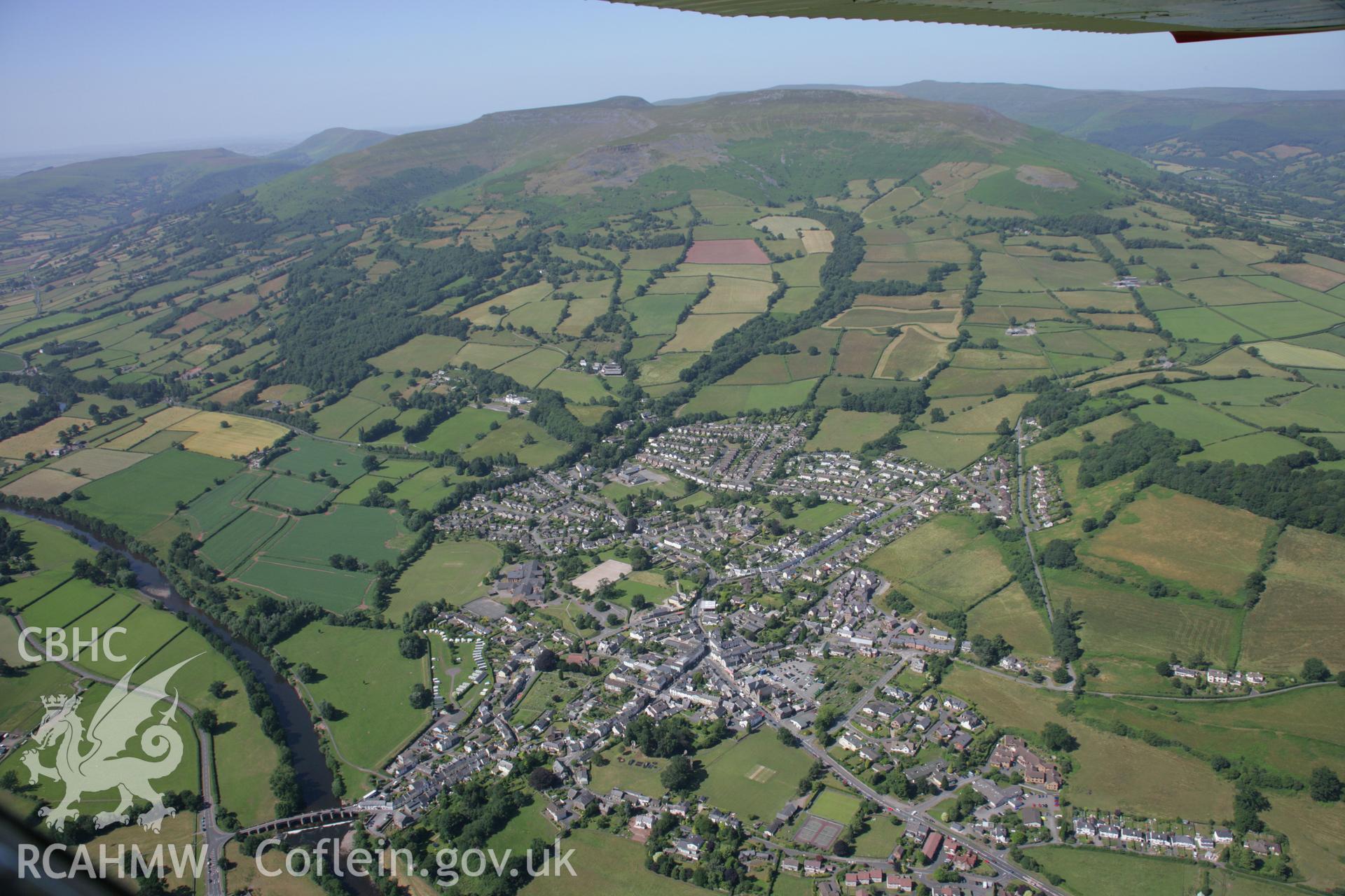 RCAHMW colour oblique aerial photograph of Crickhowell. Taken on 13 July 2006 by Toby Driver.