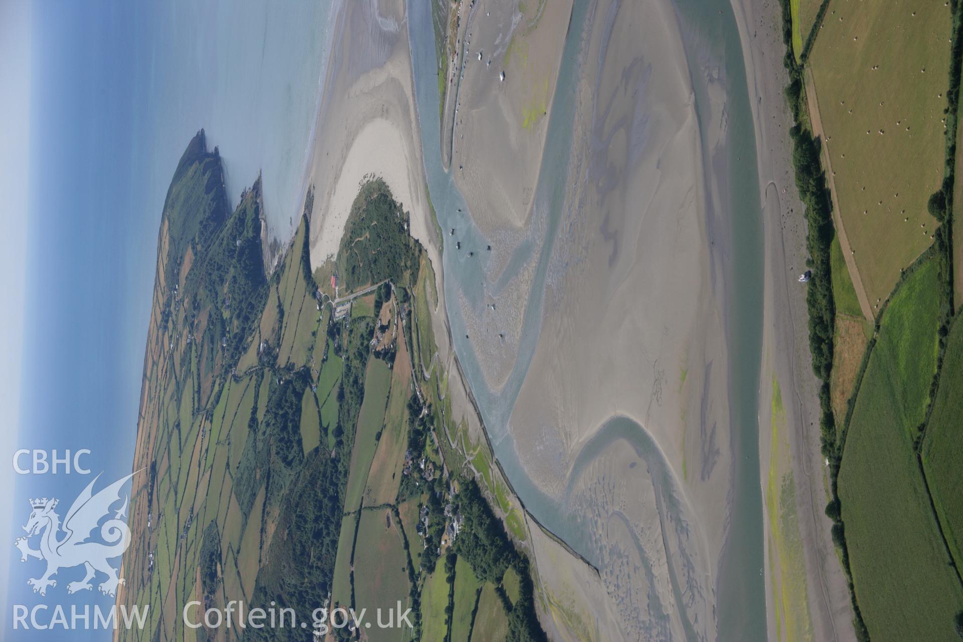 RCAHMW colour oblique aerial photograph of Patch Caravan Park, south of Gwbert showing coastal landscape of Poppit Sands. Taken on 27 July 2006 by Toby Driver.