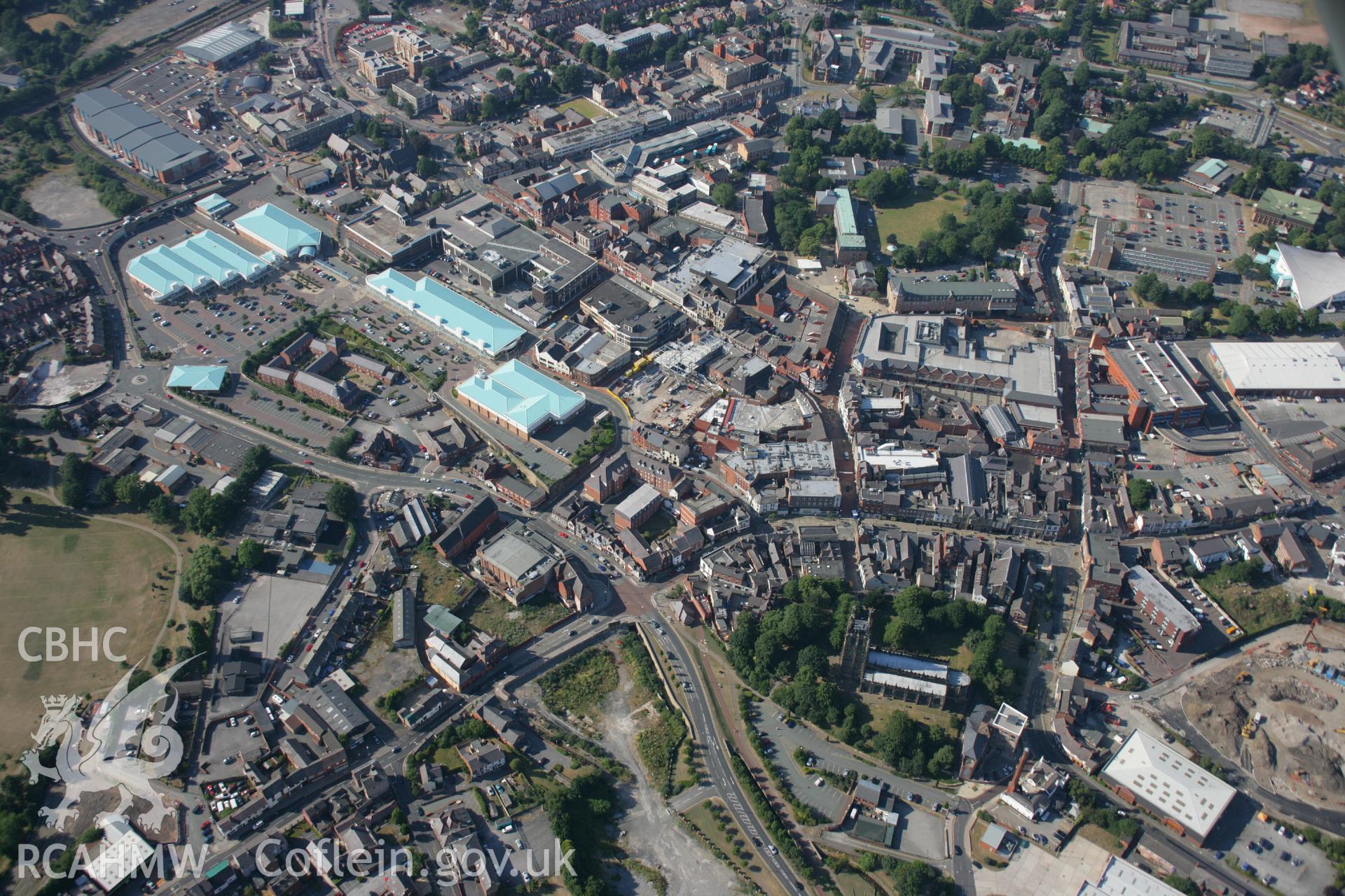 RCAHMW colour oblique aerial photograph of Wrexham. Taken on 17 July 2006 by Toby Driver.