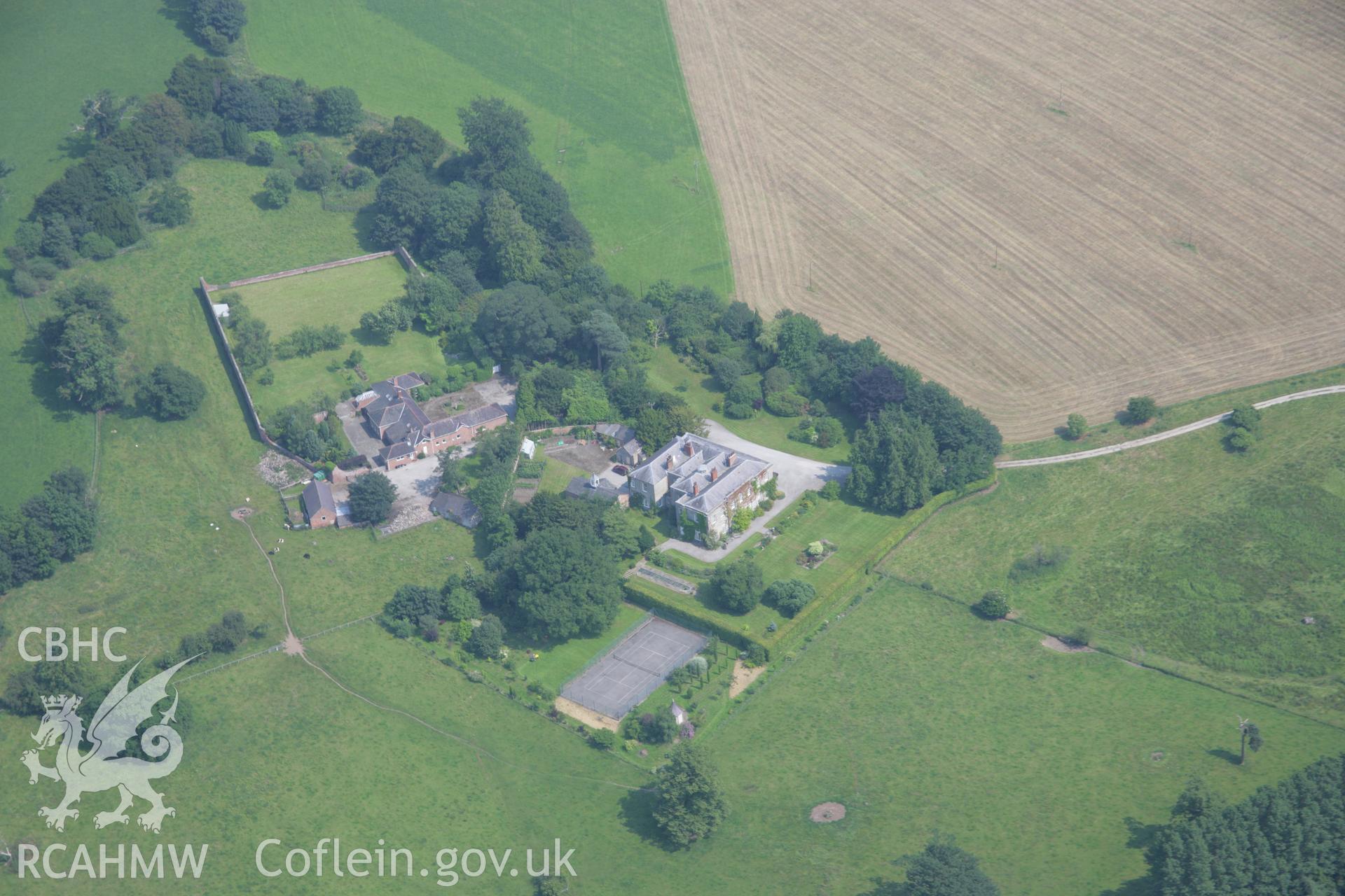 RCAHMW colour oblique aerial photograph of Glan-y-Wern Hall. Taken on 04 July 2006 by Toby Driver.