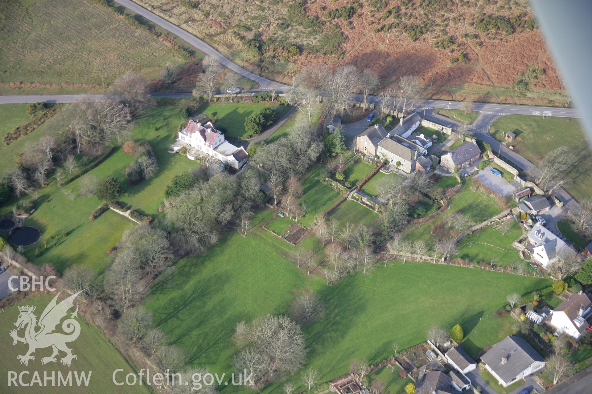 RCAHMW colour oblique aerial photograph of Reynoldston Camp from the south. Taken on 26 January 2006 by Toby Driver.