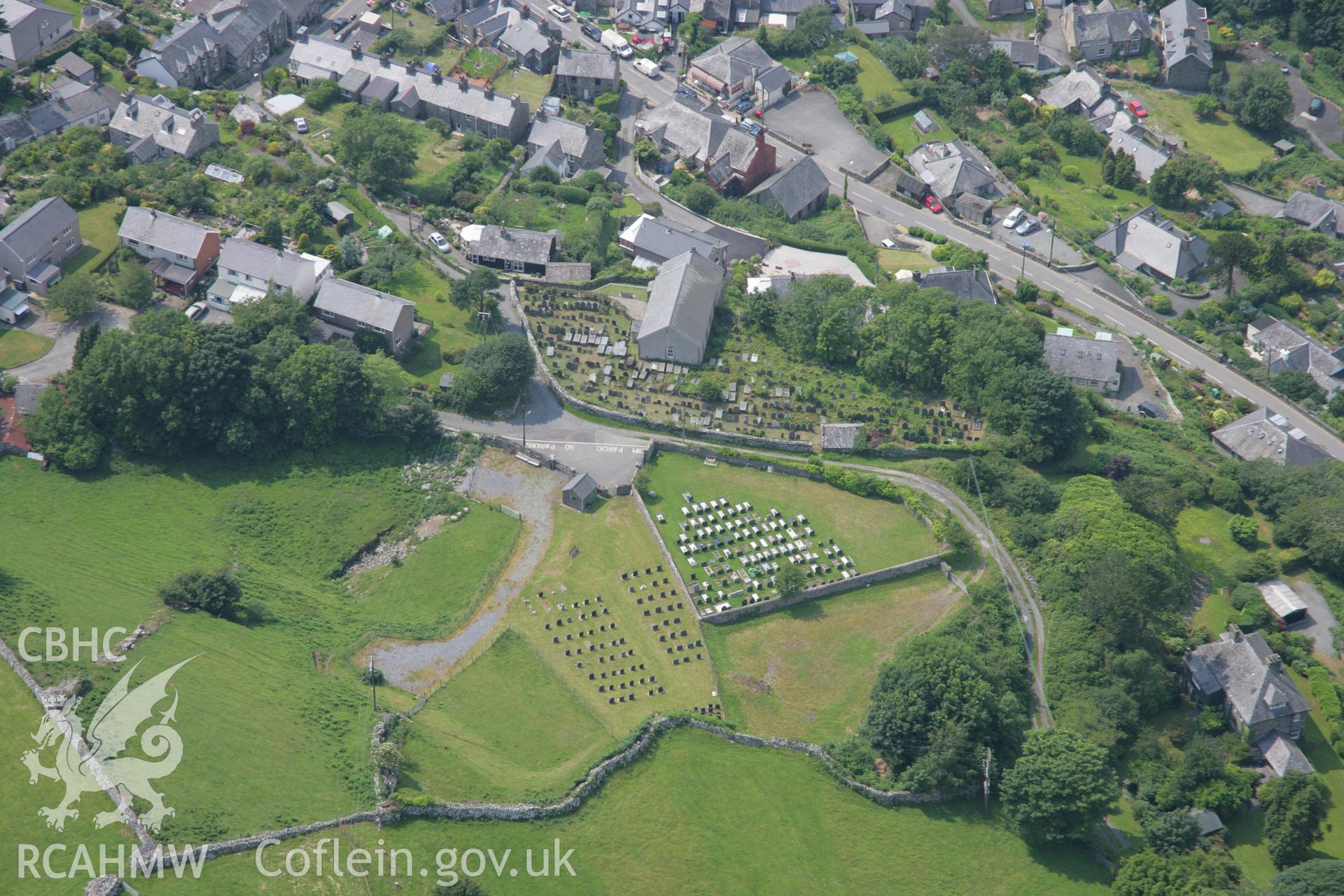RCAHMW colour oblique aerial photograph of Rehoboth Baptist Chapel, Harlech. Taken on 04 July 2006 by Toby Driver.