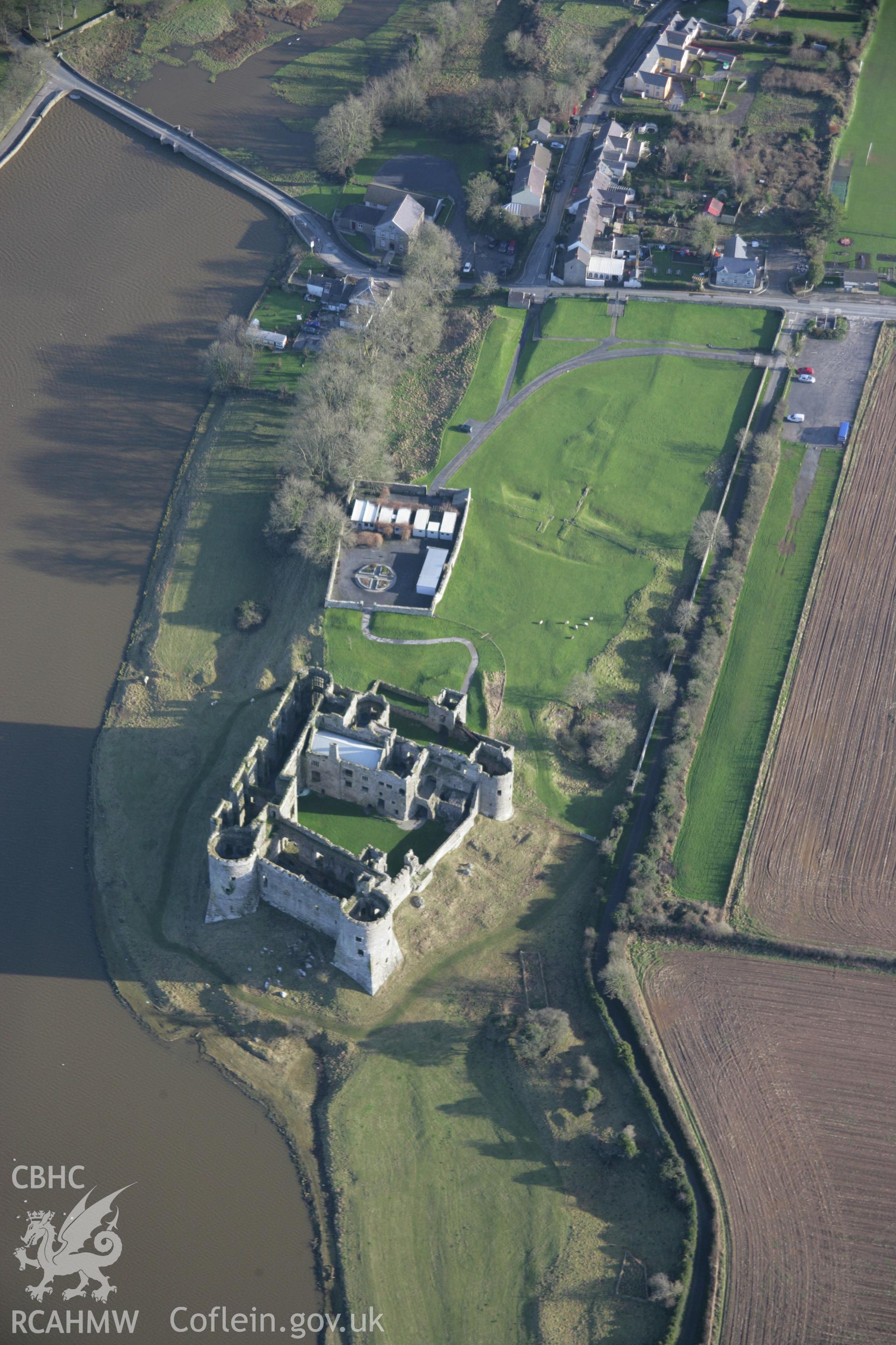 RCAHMW colour oblique aerial photograph of Carew Castle, viewed from the north-west. Taken on 11 January 2006 by Toby Driver